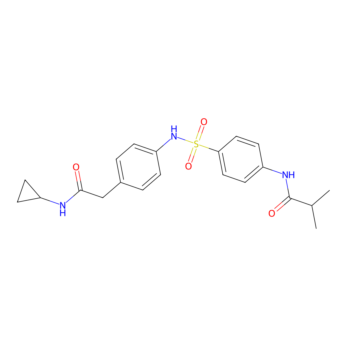 N-[4-({4-[(cyclopropylcarbamoyl)methyl]phenyl}sulfamoyl)phenyl]-2-methylpropanamide molecular structure, CAS 1060307-85-8
