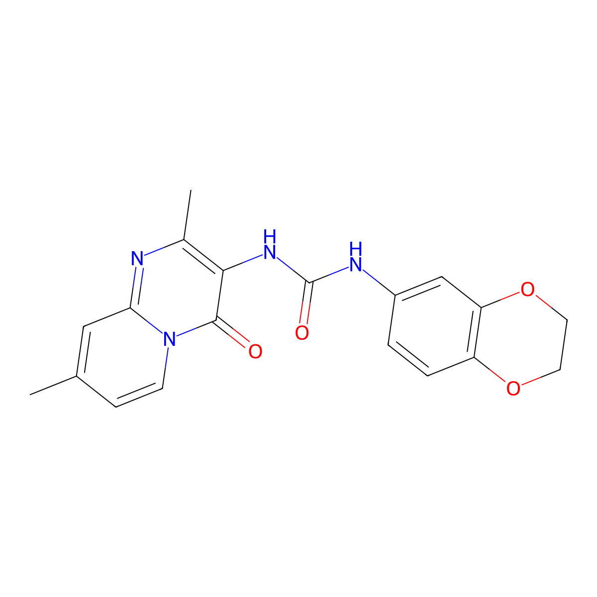 1-(2,3-dihydrobenzo[b][1,4]dioxin-6-yl)-3-(2,8-dimethyl-4-oxo-4H-pyrido[1,2-a]pyrimidin-3-yl)urea molecular structure, CAS 1060308-72-6