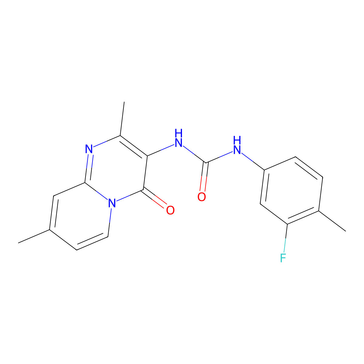 1-(2,8-dimethyl-4-oxo-4H-pyrido[1,2-a]pyrimidin-3-yl)-3-(3-fluoro-4-methylphenyl)urea molecular structure, CAS 1060309-08-1