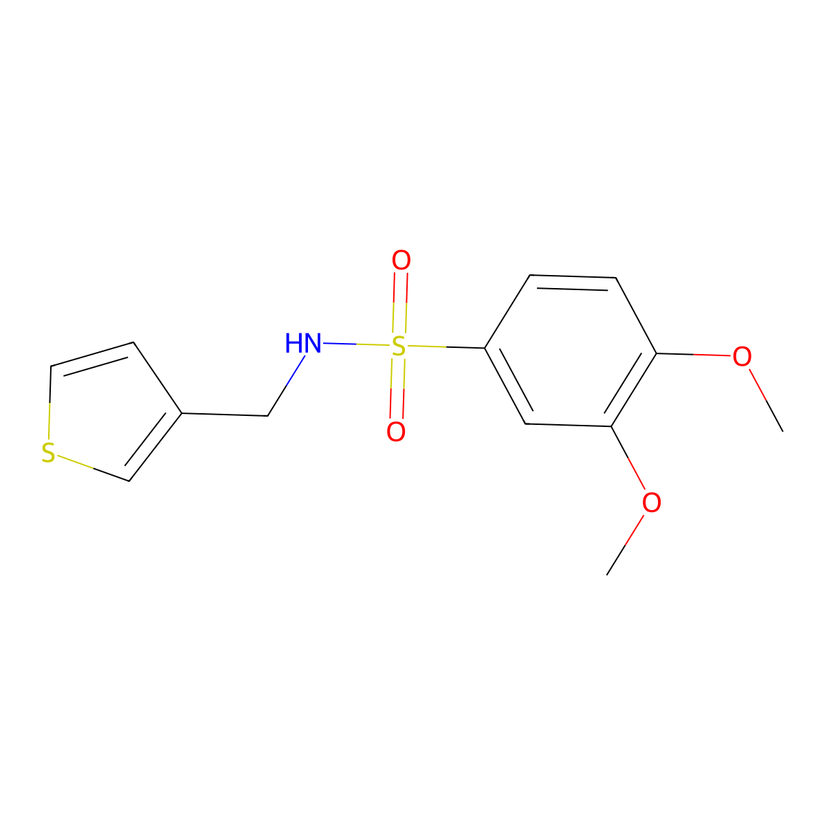 3,4-dimethoxy-N-[(thiophen-3-yl)methyl]benzene-1-sulfonamide molecular structure, CAS 1060309-58-1