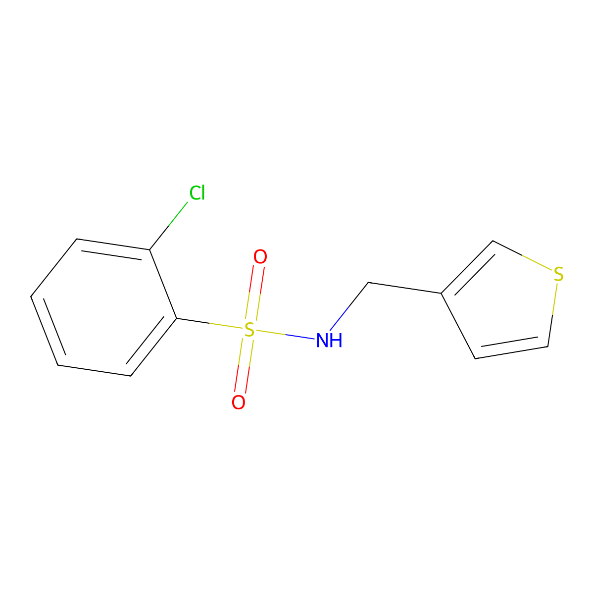 2-chloro-N-(thiophen-3-ylmethyl)benzenesulfonamide molecular structure, CAS 1060309-64-9