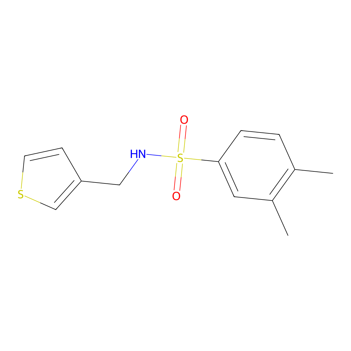 3,4-dimethyl-N-(thiophen-3-ylmethyl)benzenesulfonamide molecular structure, CAS 1060309-88-7