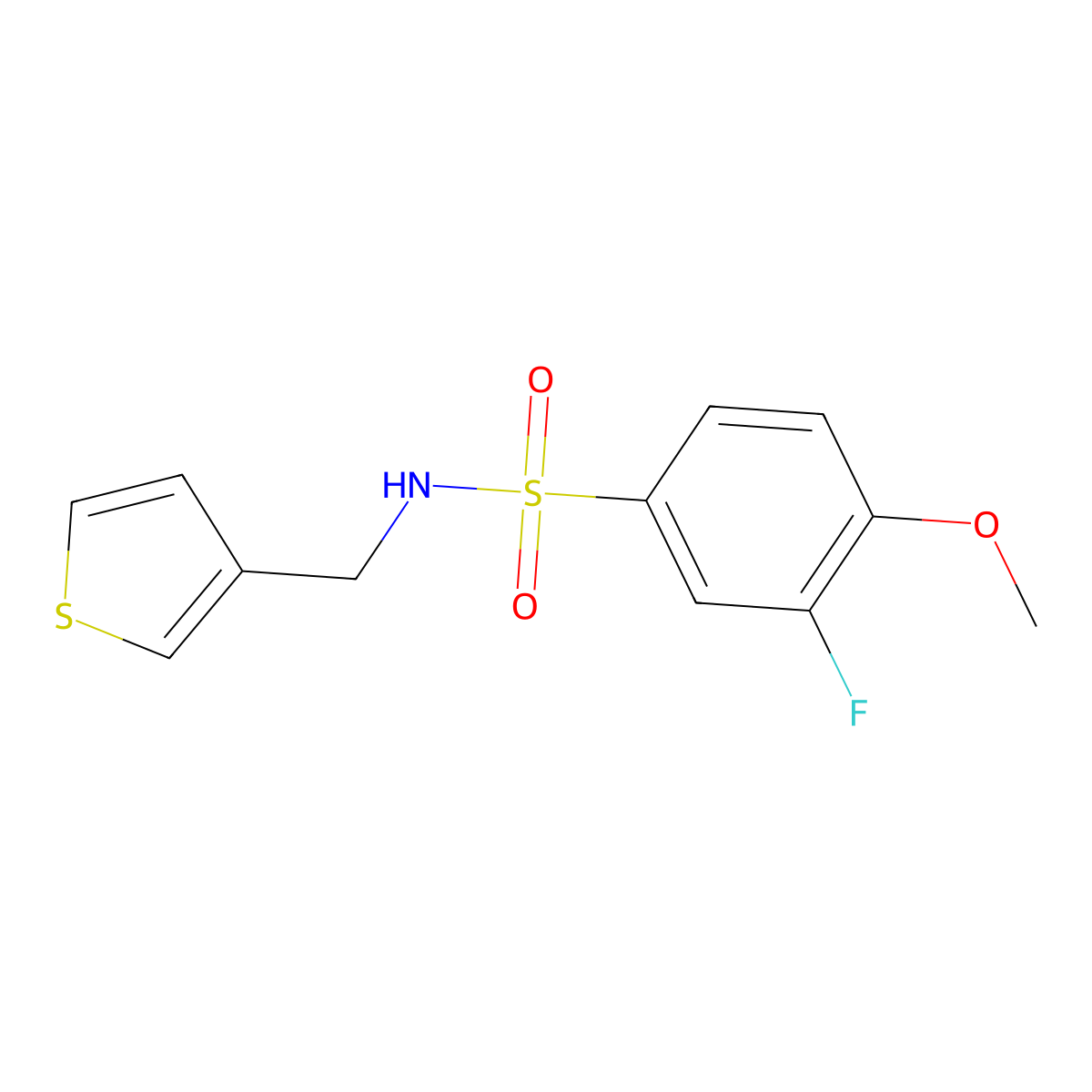 3-fluoro-4-methoxy-N-(thiophen-3-ylmethyl)benzenesulfonamide molecular structure, CAS 1060309-94-5