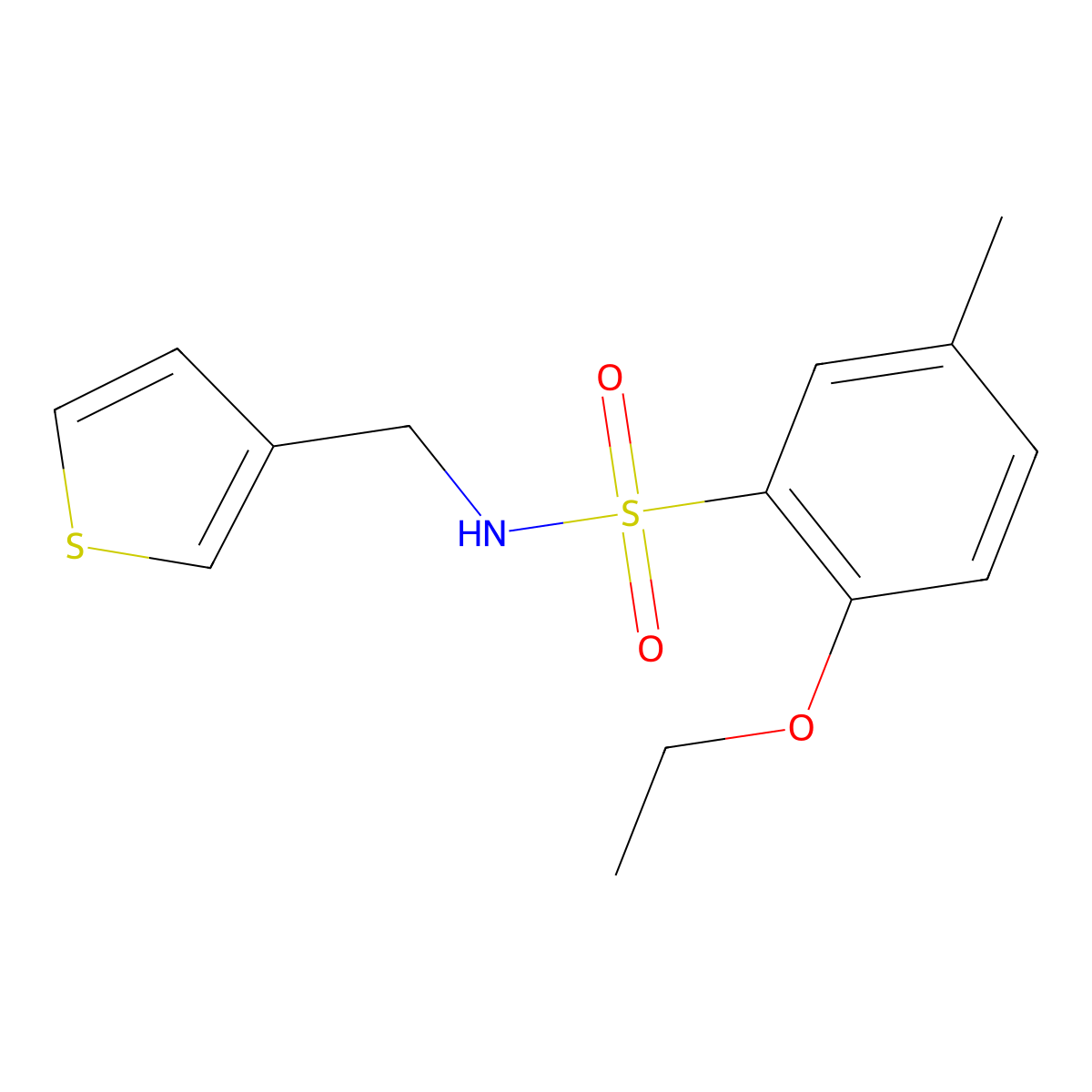 2-ethoxy-5-methyl-N-(thiophen-3-ylmethyl)benzenesulfonamide molecular structure, CAS 1060310-24-8
