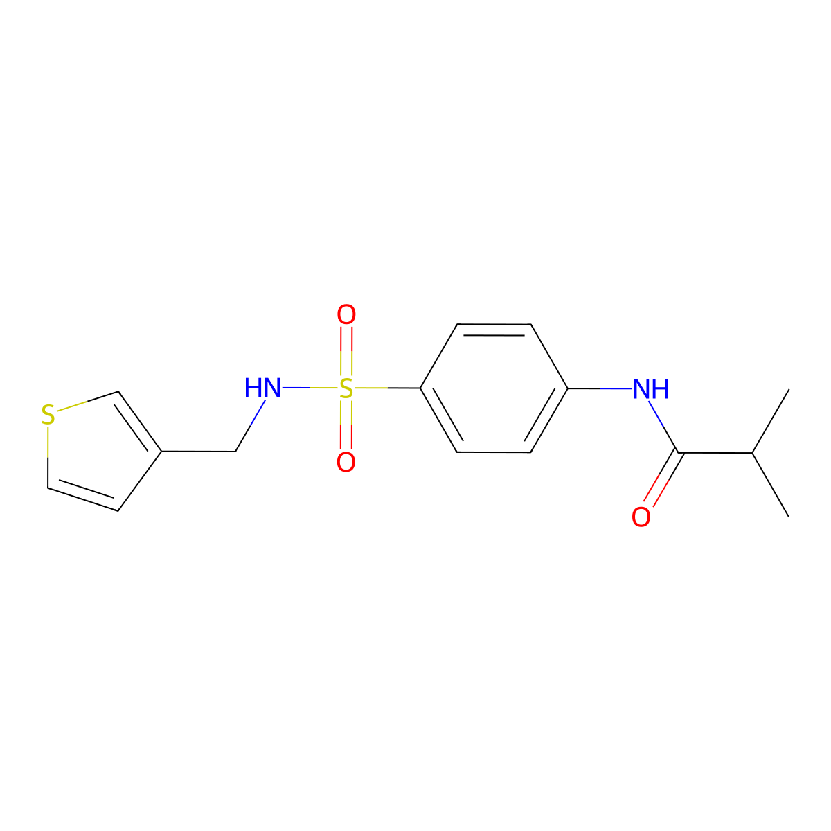 N-(4-(N-(thiophen-3-ylmethyl)sulfamoyl)phenyl)isobutyramide molecular structure, CAS 1060310-30-6
