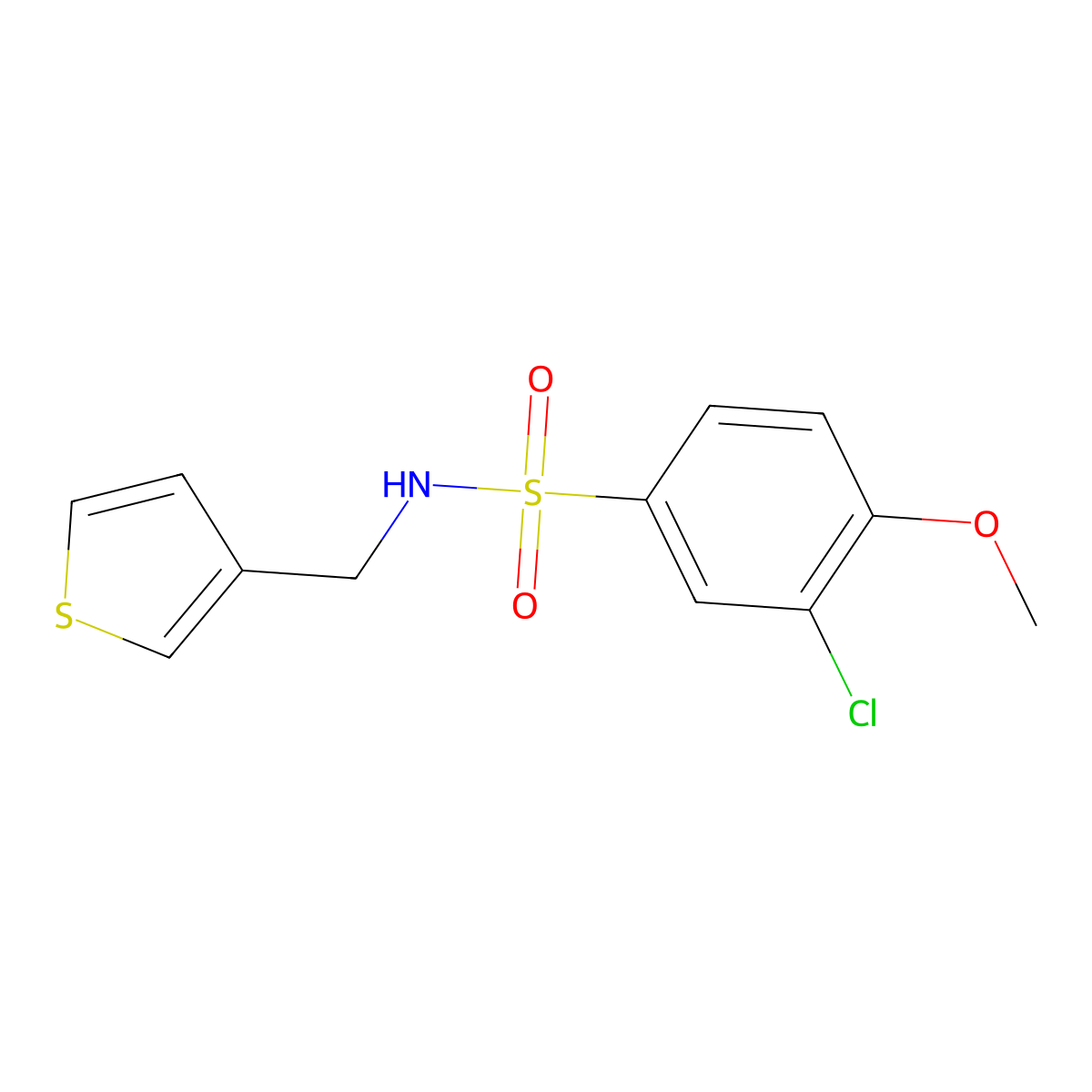 3-chloro-4-methoxy-N-[(thiophen-3-yl)methyl]benzene-1-sulfonamide molecular structure, CAS 1060310-40-8