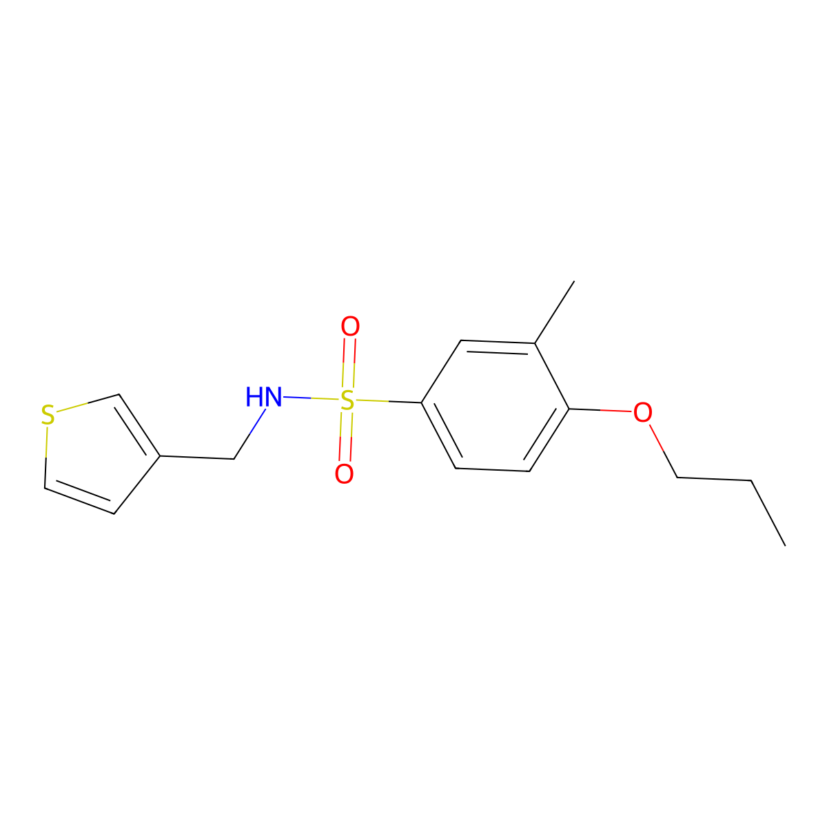 3-methyl-4-propoxy-N-(thiophen-3-ylmethyl)benzenesulfonamide molecular structure, CAS 1060310-46-4