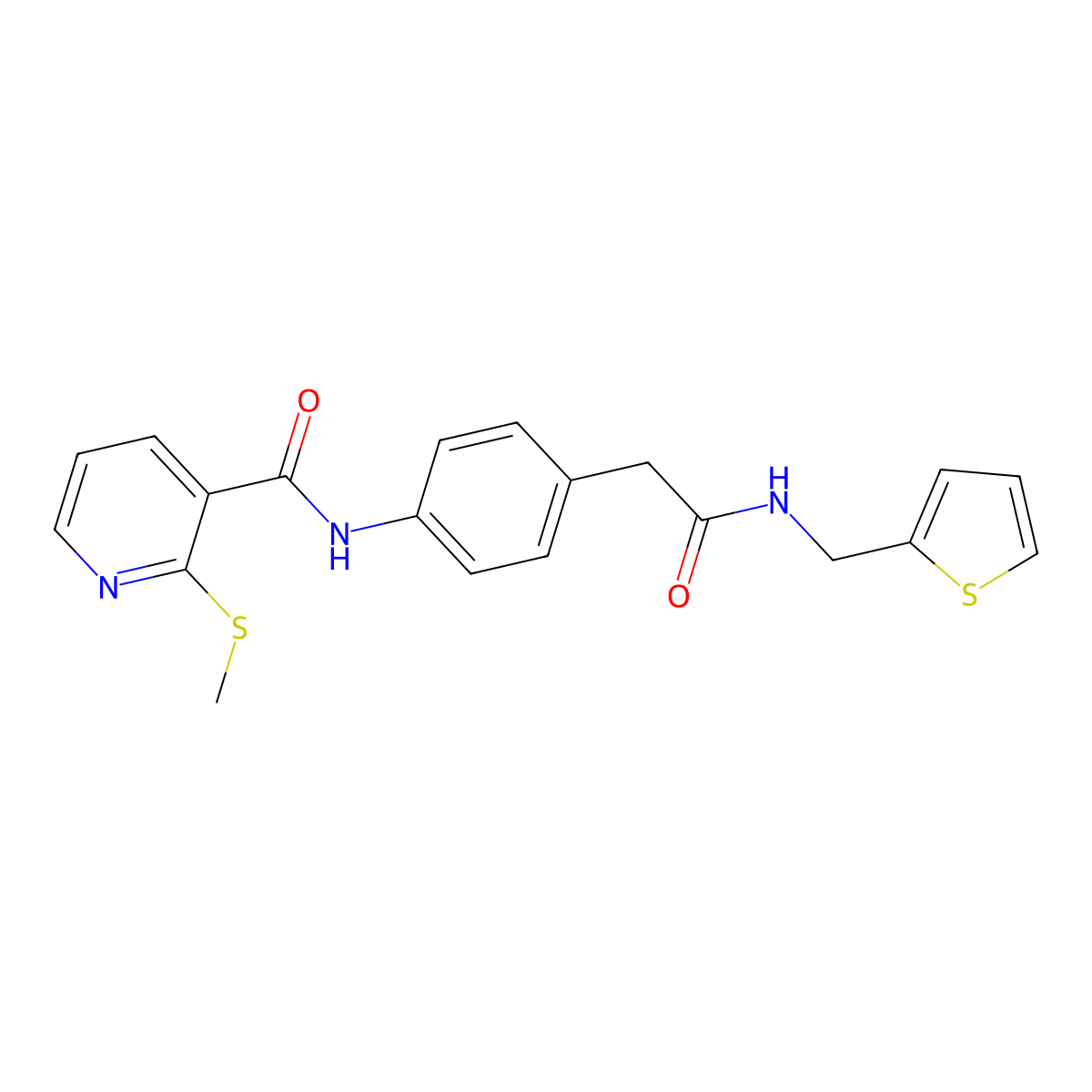 2-(methylsulfanyl)-N-[4-({[(thiophen-2-yl)methyl]carbamoyl}methyl)phenyl]pyridine-3-carboxamide molecular structure, CAS 1060313-33-8