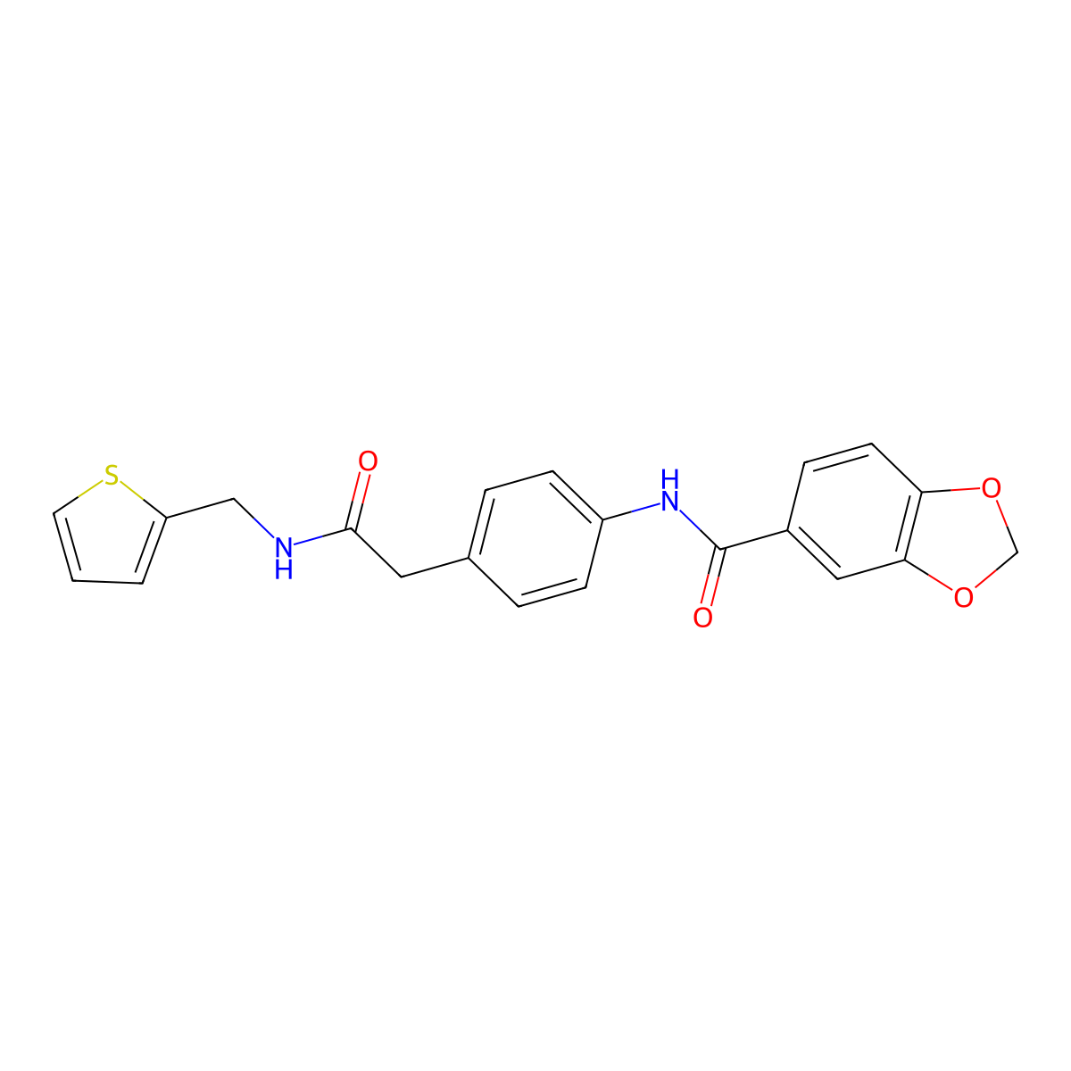 N-[4-({[(thiophen-2-yl)methyl]carbamoyl}methyl)phenyl]-2H-1,3-benzodioxole-5-carboxamide molecular structure, CAS 1060313-51-0