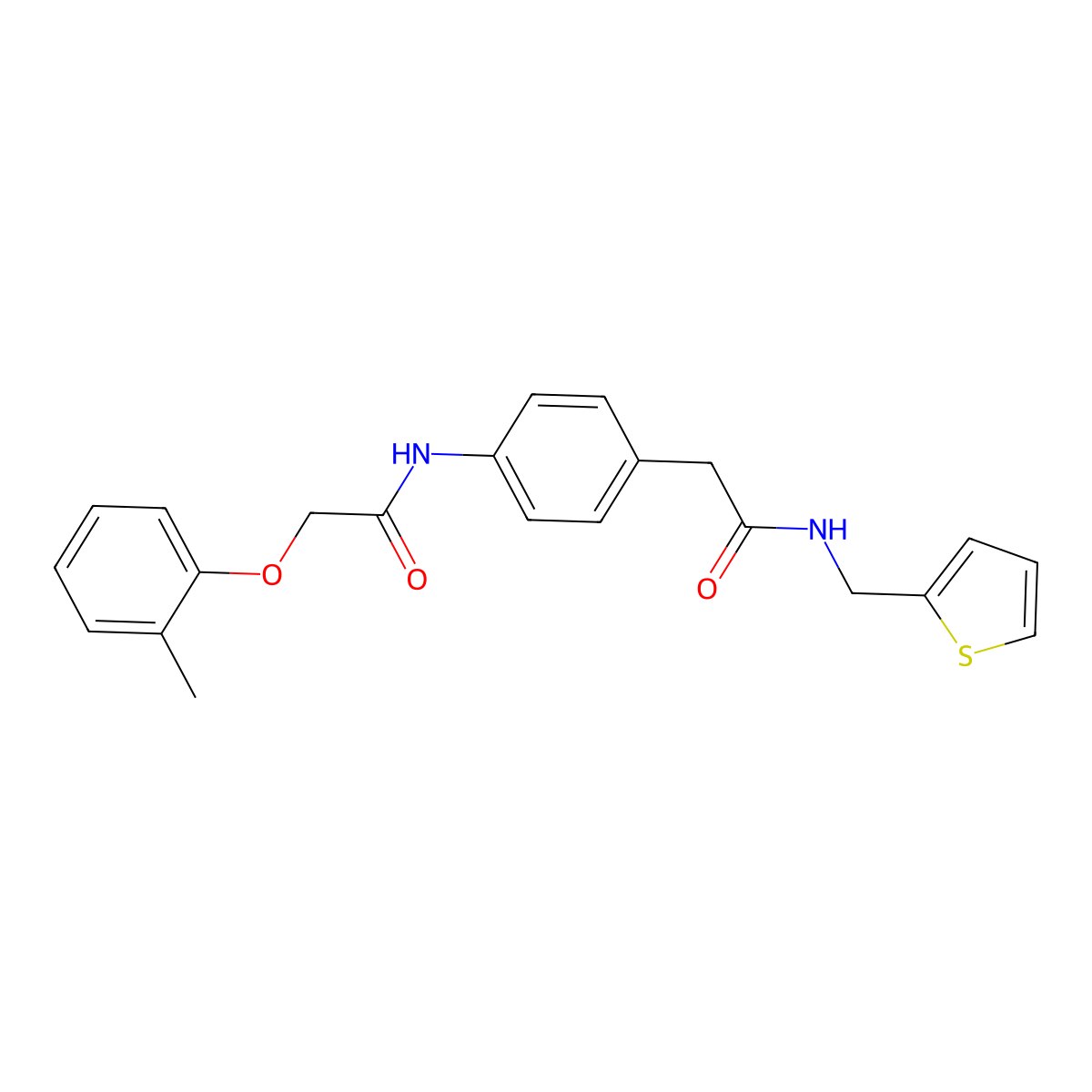 2-(2-methylphenoxy)-N-[4-({[(thiophen-2-yl)methyl]carbamoyl}methyl)phenyl]acetamide molecular structure, CAS 1060313-68-9