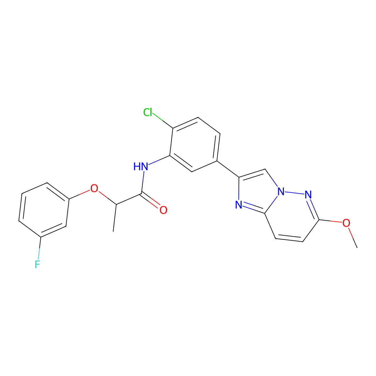 N-(2-chloro-5-(6-methoxyimidazo[1,2-b]pyridazin-2-yl)phenyl)-2-(3-fluorophenoxy)propanamide molecular structure, CAS 1060316-34-8