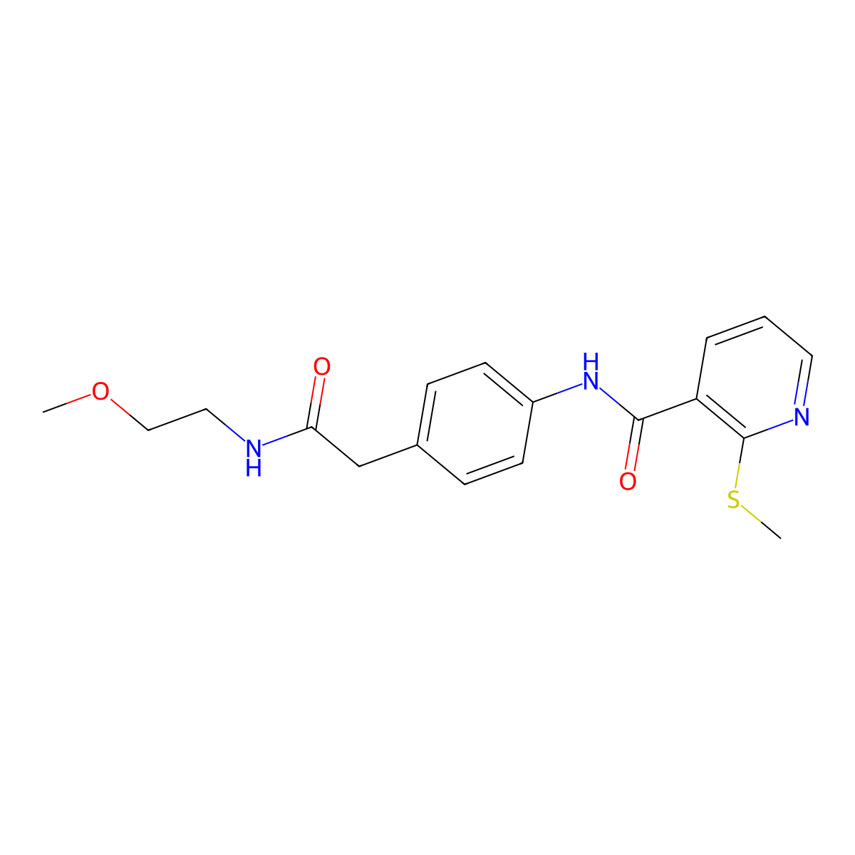N-(4-{[(2-methoxyethyl)carbamoyl]methyl}phenyl)-2-(methylsulfanyl)pyridine-3-carboxamide molecular structure, CAS 1060316-75-7