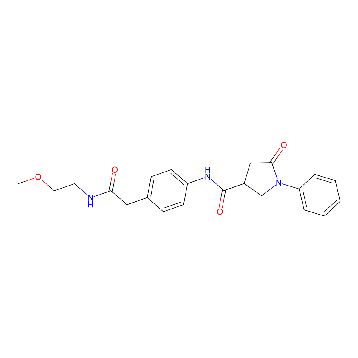 N-(4-(2-((2-methoxyethyl)amino)-2-oxoethyl)phenyl)-5-oxo-1-phenylpyrrolidine-3-carboxamide molecular structure, CAS 1060317-06-7