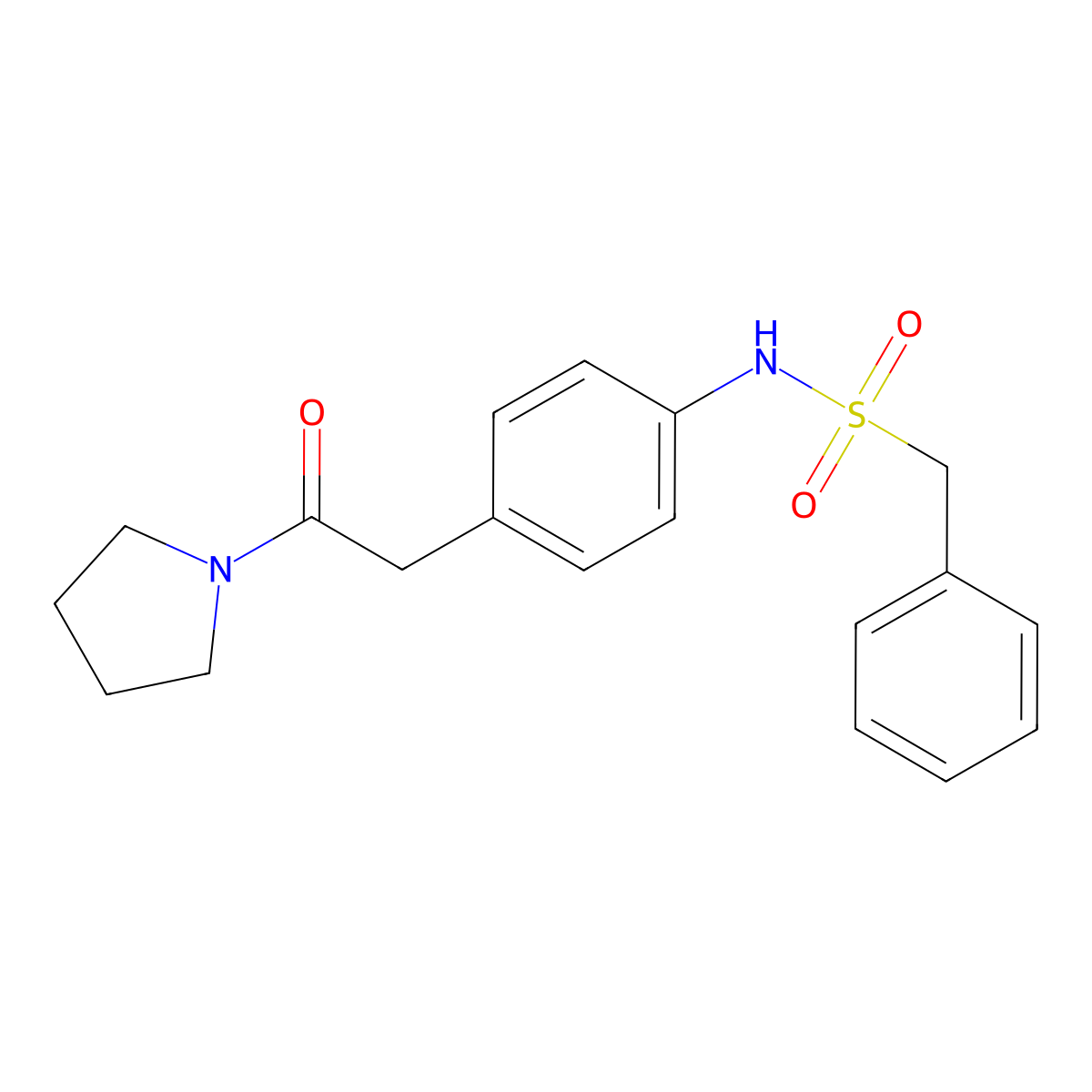N-{4-[2-oxo-2-(pyrrolidin-1-yl)ethyl]phenyl}-1-phenylmethanesulfonamide molecular structure, CAS 1060321-35-8