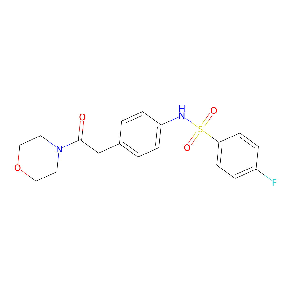 4-fluoro-N-{4-[2-(morpholin-4-yl)-2-oxoethyl]phenyl}benzene-1-sulfonamide molecular structure, CAS 1060321-90-5