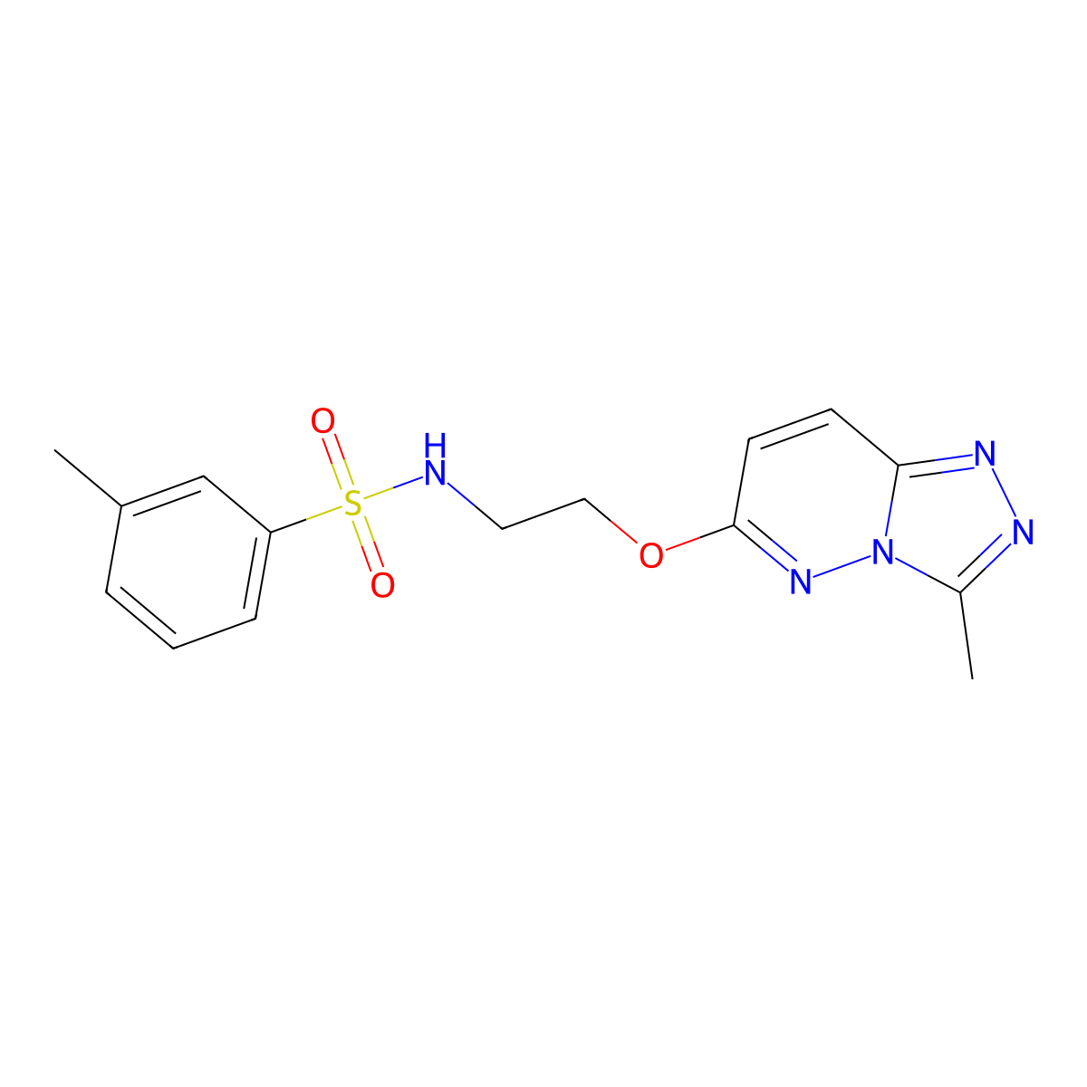 3-methyl-N-[2-({3-methyl-[1,2,4]triazolo[4,3-b]pyridazin-6-yl}oxy)ethyl]benzene-1-sulfonamide molecular structure, CAS 1060322-10-2