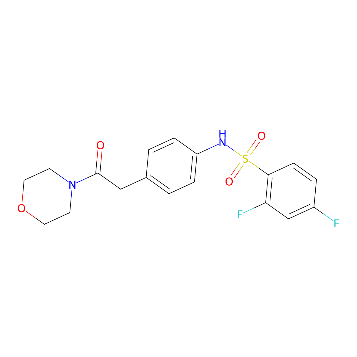 2,4-difluoro-N-{4-[2-(morpholin-4-yl)-2-oxoethyl]phenyl}benzene-1-sulfonamide molecular structure, CAS 1060322-54-4