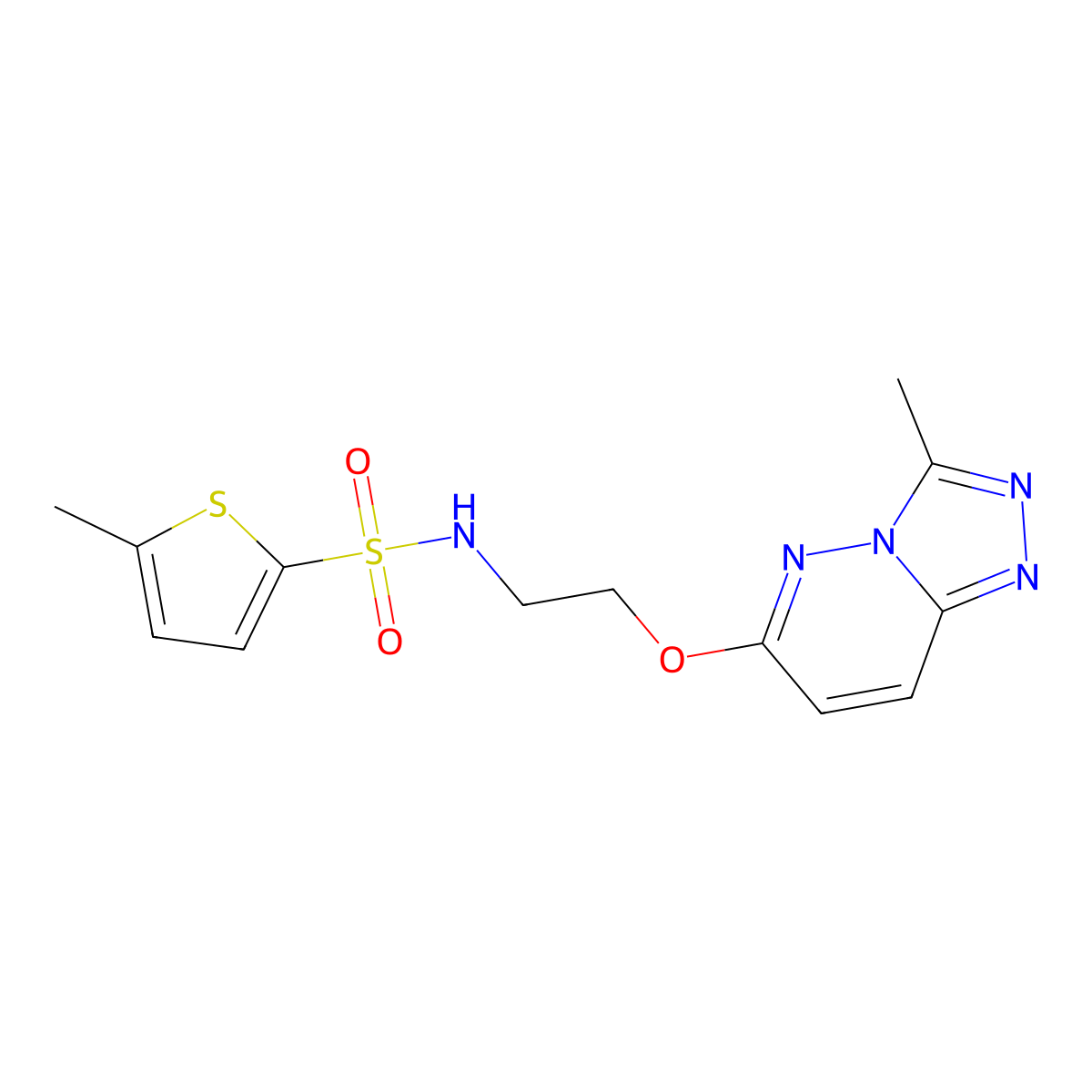 5-methyl-N-[2-({3-methyl-[1,2,4]triazolo[4,3-b]pyridazin-6-yl}oxy)ethyl]thiophene-2-sulfonamide molecular structure, CAS 1060322-98-6