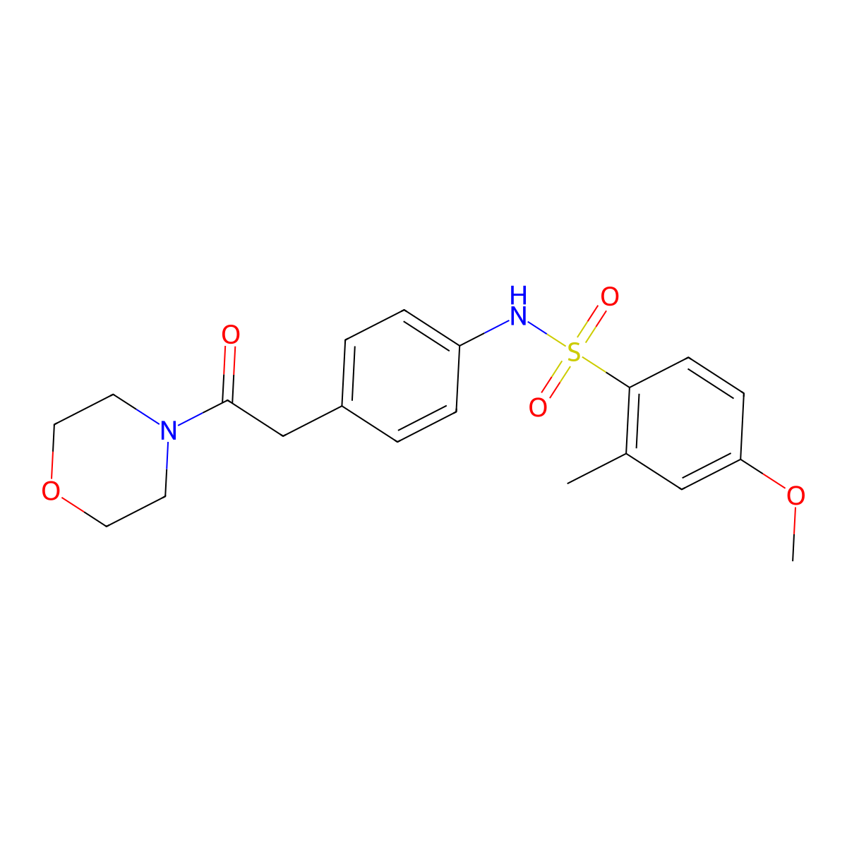 4-methoxy-2-methyl-N-{4-[2-(morpholin-4-yl)-2-oxoethyl]phenyl}benzene-1-sulfonamide molecular structure, CAS 1060323-02-5
