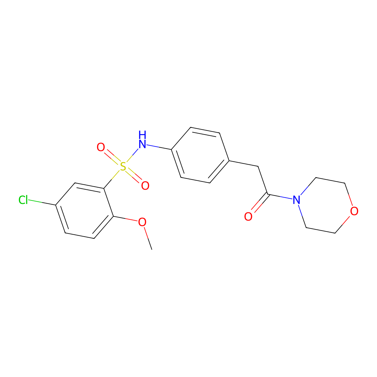5-chloro-2-methoxy-N-{4-[2-(morpholin-4-yl)-2-oxoethyl]phenyl}benzene-1-sulfonamide molecular structure, CAS 1060323-10-5