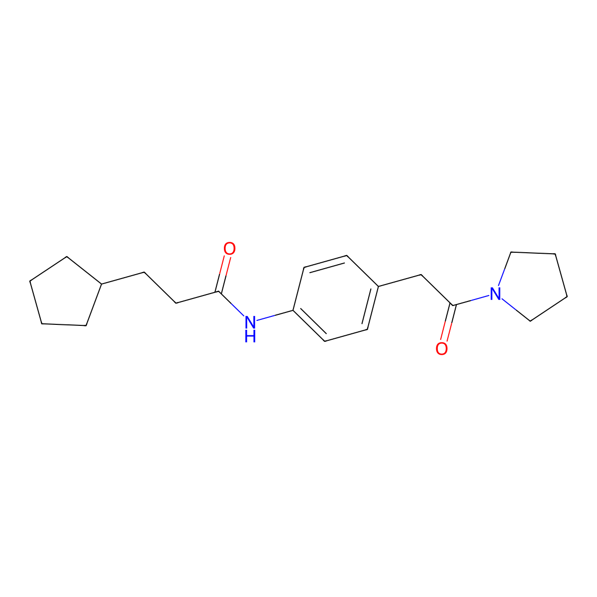 3-cyclopentyl-N-{4-[2-oxo-2-(pyrrolidin-1-yl)ethyl]phenyl}propanamide molecular structure, CAS 1060325-36-1