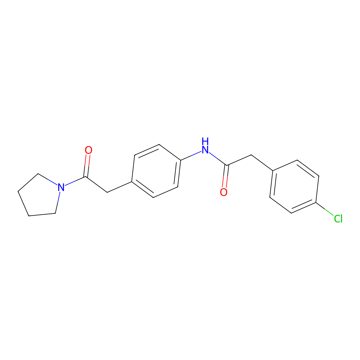 2-(4-chlorophenyl)-N-{4-[2-oxo-2-(pyrrolidin-1-yl)ethyl]phenyl}acetamide molecular structure, CAS 1060325-75-8