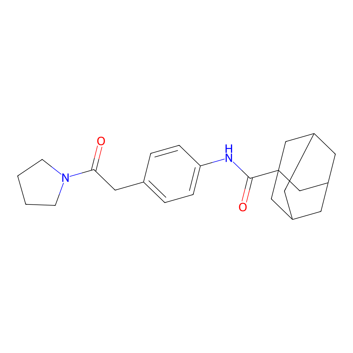 N-{4-[2-oxo-2-(pyrrolidin-1-yl)ethyl]phenyl}adamantane-1-carboxamide molecular structure, CAS 1060325-83-8