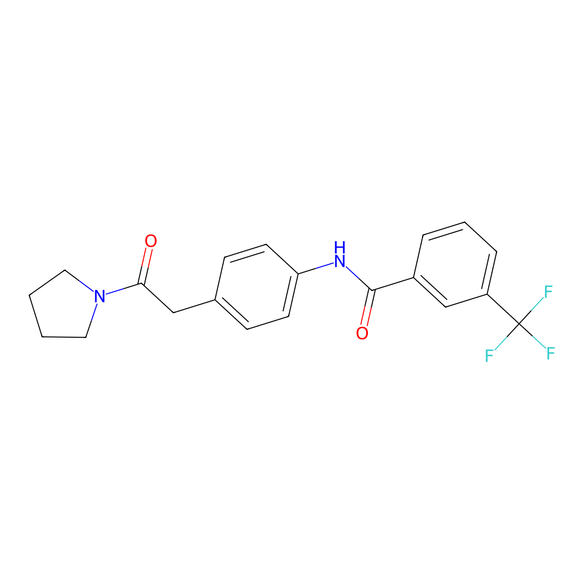 N-{4-[2-oxo-2-(pyrrolidin-1-yl)ethyl]phenyl}-3-(trifluoromethyl)benzamide molecular structure, CAS 1060325-91-8