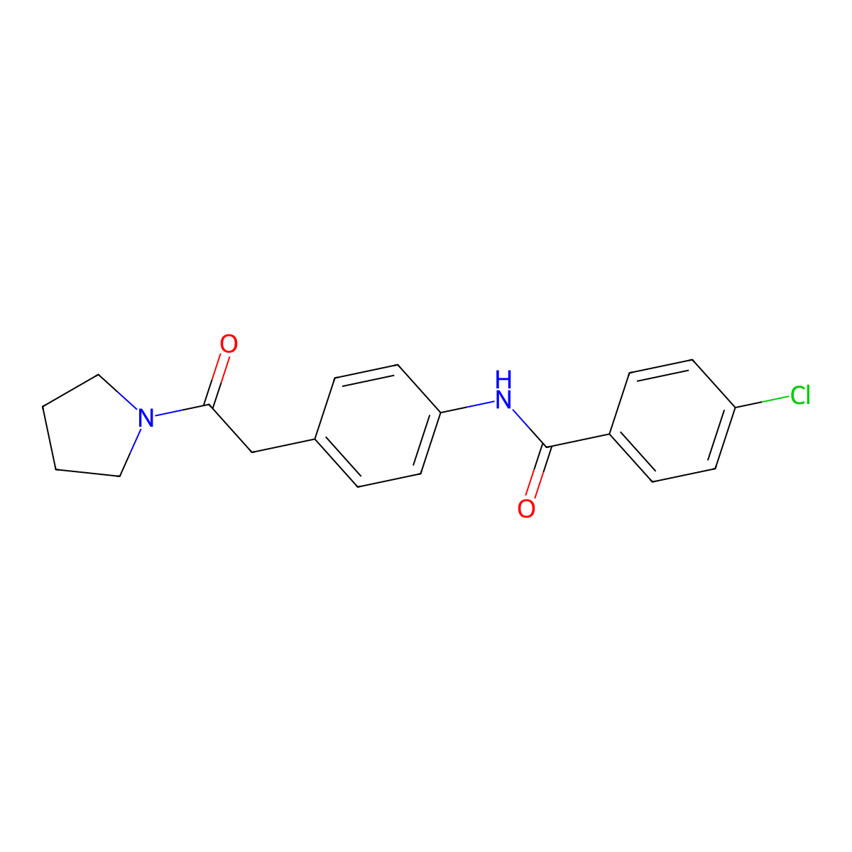 4-chloro-N-{4-[2-oxo-2-(pyrrolidin-1-yl)ethyl]phenyl}benzamide molecular structure, CAS 1060326-20-6