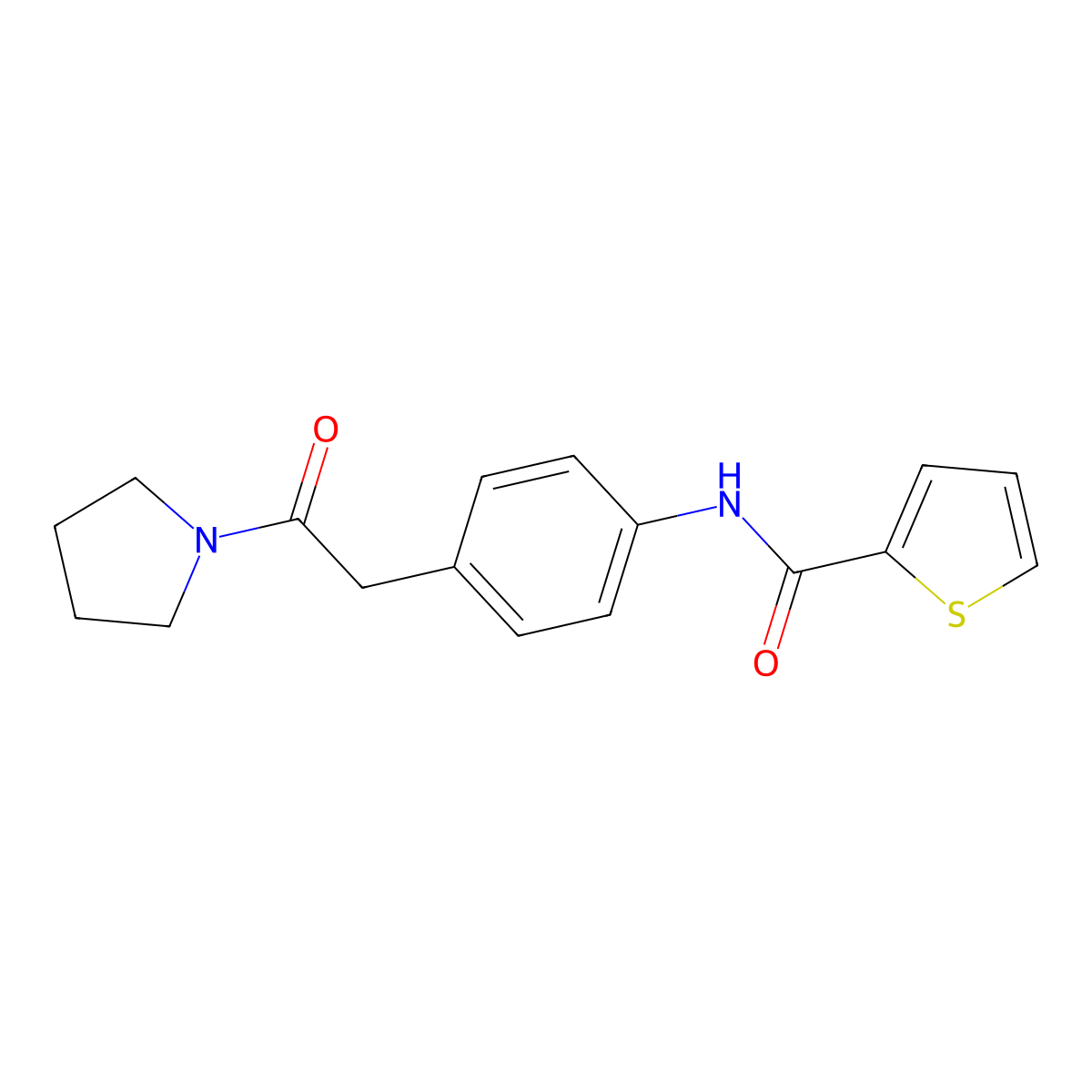 N-{4-[2-oxo-2-(pyrrolidin-1-yl)ethyl]phenyl}thiophene-2-carboxamide molecular structure, CAS 1060326-44-4