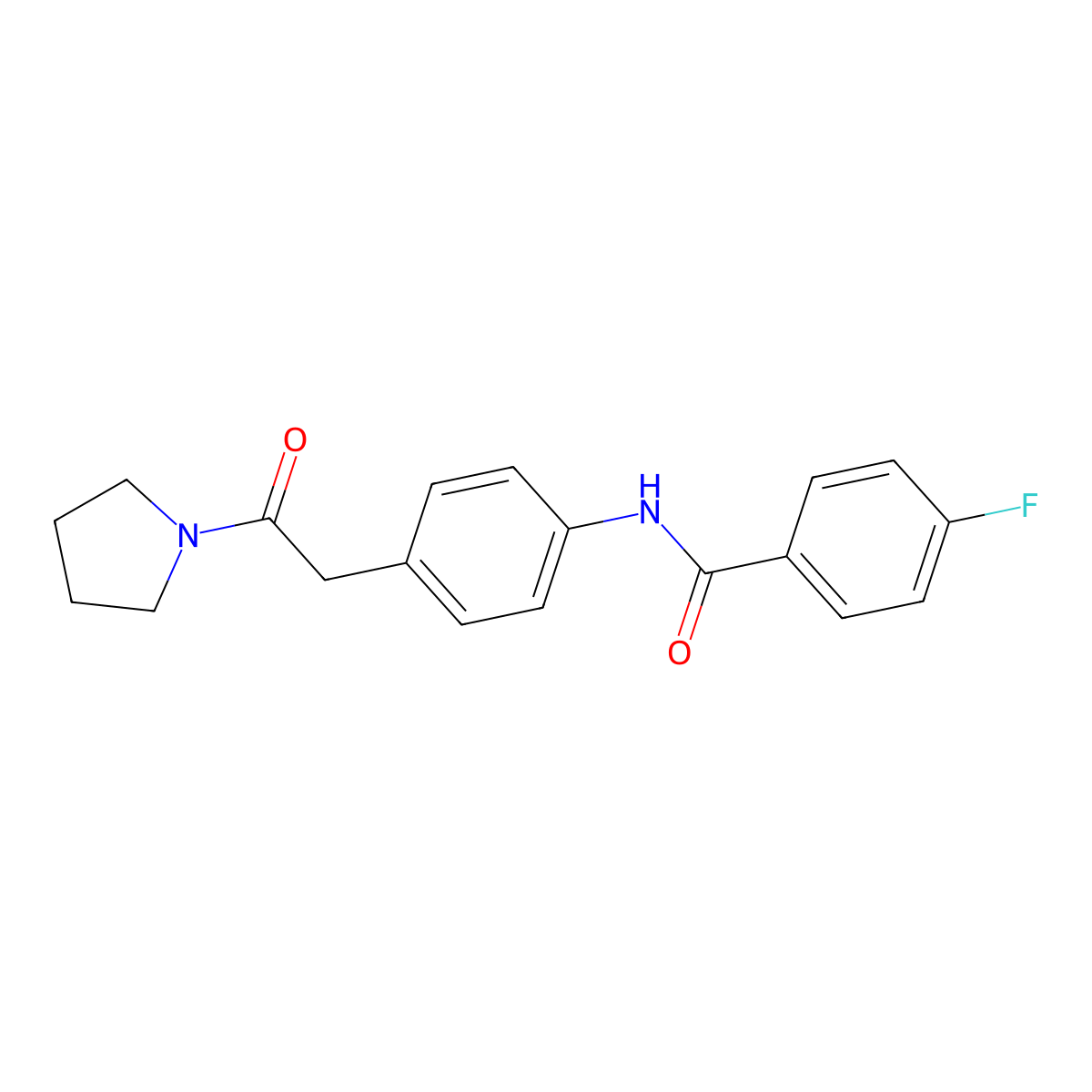 4-fluoro-N-{4-[2-oxo-2-(pyrrolidin-1-yl)ethyl]phenyl}benzamide molecular structure, CAS 1060326-83-1