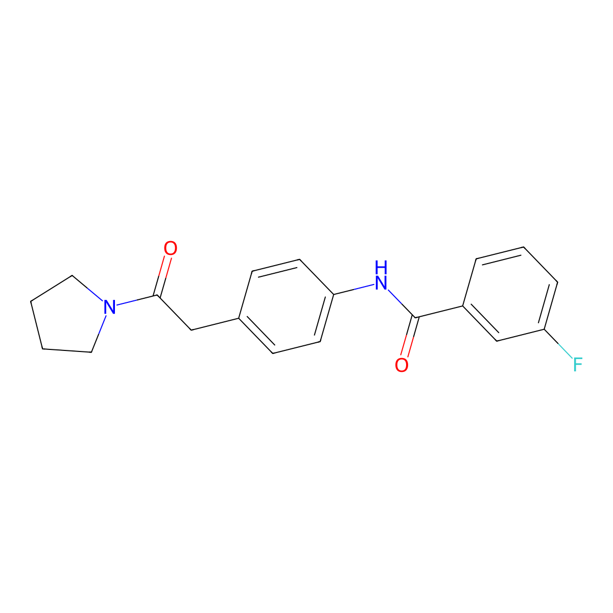 3-fluoro-N-{4-[2-oxo-2-(pyrrolidin-1-yl)ethyl]phenyl}benzamide molecular structure, CAS 1060326-90-0