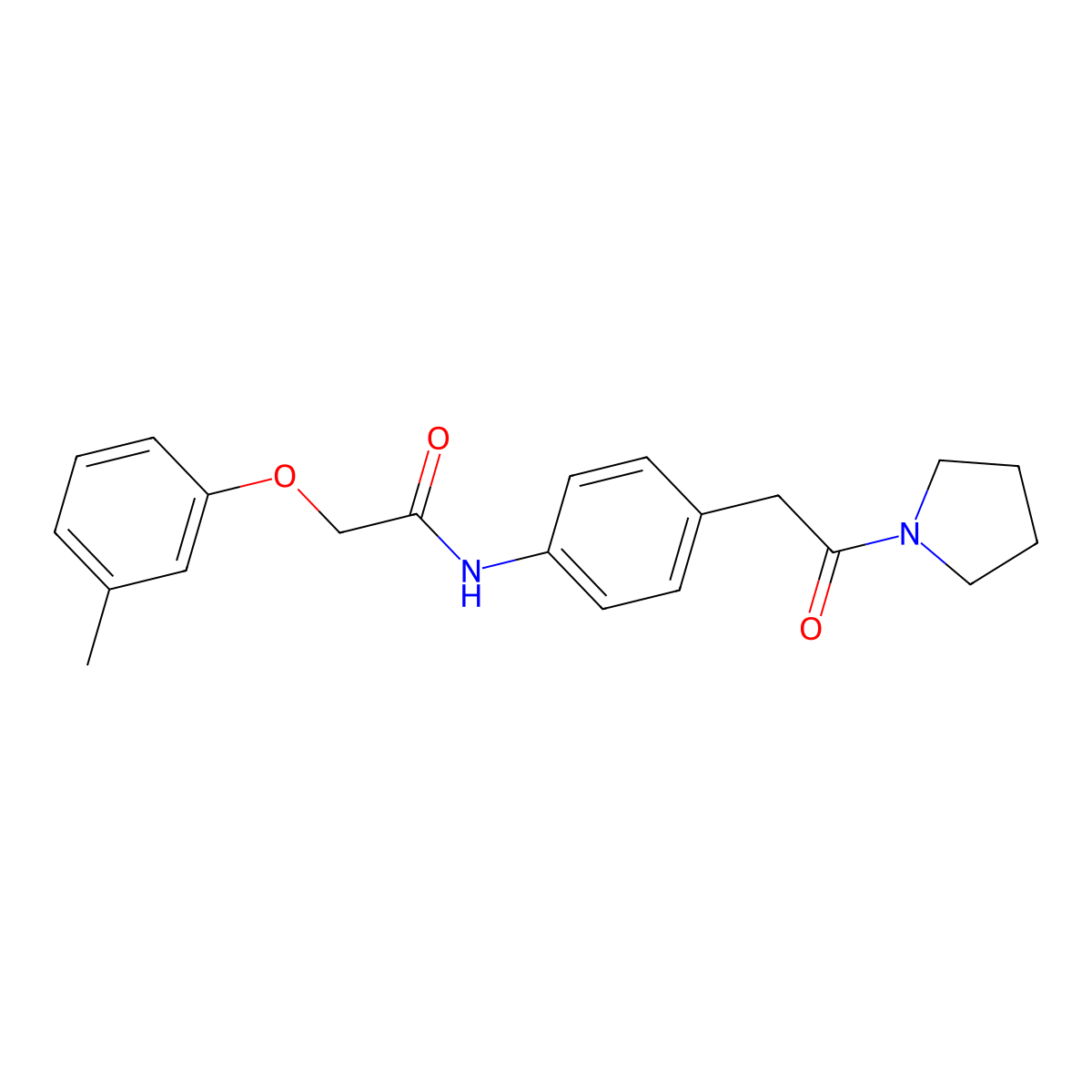 2-(3-methylphenoxy)-N-{4-[2-oxo-2-(pyrrolidin-1-yl)ethyl]phenyl}acetamide molecular structure, CAS 1060327-92-5