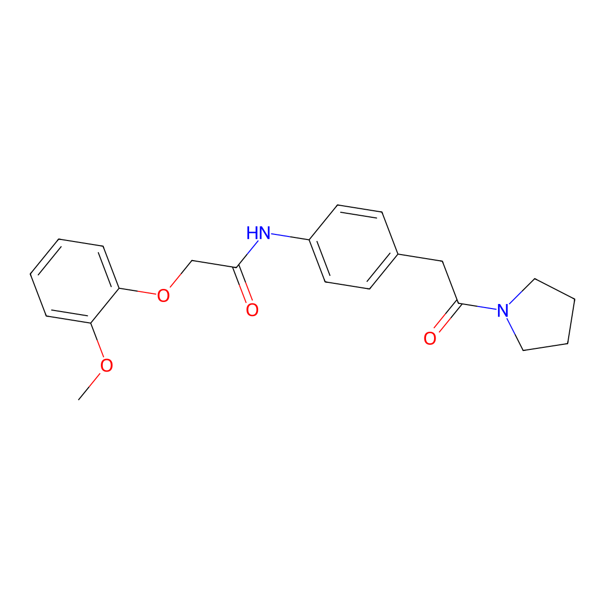 2-(2-methoxyphenoxy)-N-{4-[2-oxo-2-(pyrrolidin-1-yl)ethyl]phenyl}acetamide molecular structure, CAS 1060327-99-2
