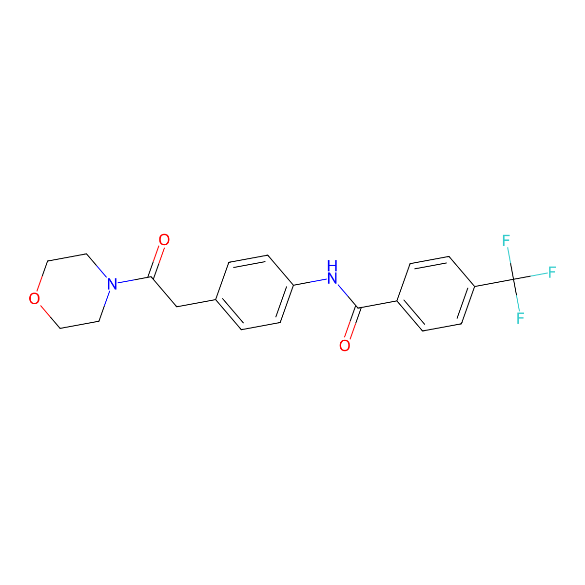 N-{4-[2-(morpholin-4-yl)-2-oxoethyl]phenyl}-4-(trifluoromethyl)benzamide molecular structure, CAS 1060328-16-6