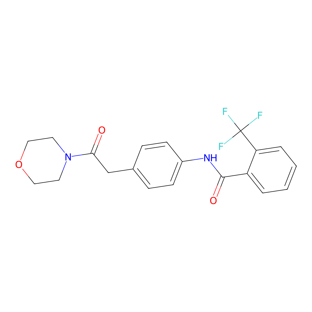 N-{4-[2-(morpholin-4-yl)-2-oxoethyl]phenyl}-2-(trifluoromethyl)benzamide molecular structure, CAS 1060328-30-4