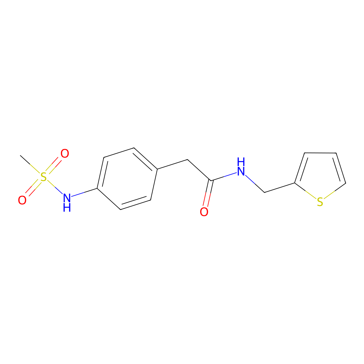 2-(4-methanesulfonamidophenyl)-N-[(thiophen-2-yl)methyl]acetamide molecular structure, CAS 1060328-80-4