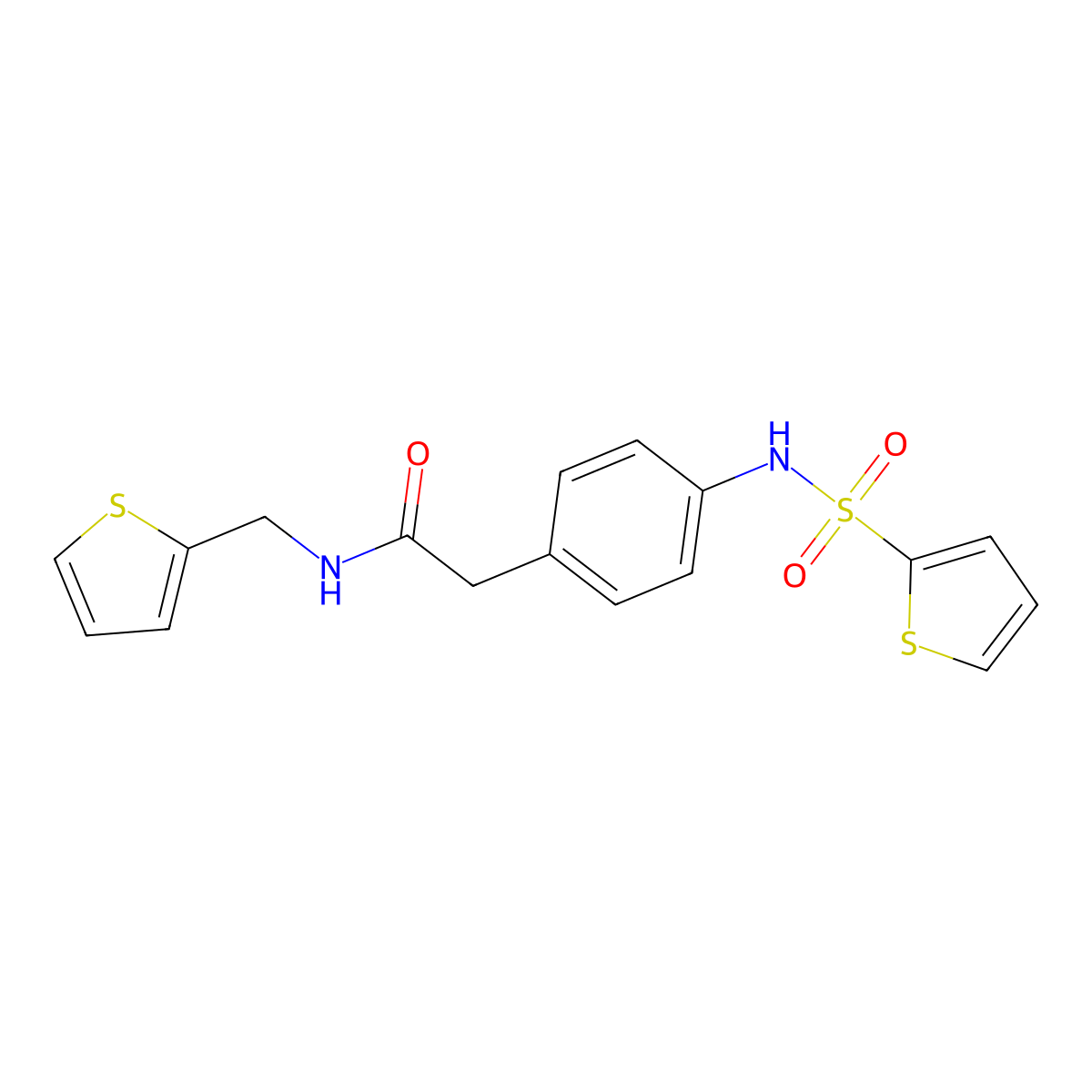N-[(thiophen-2-yl)methyl]-2-[4-(thiophene-2-sulfonamido)phenyl]acetamide molecular structure, CAS 1060328-87-1