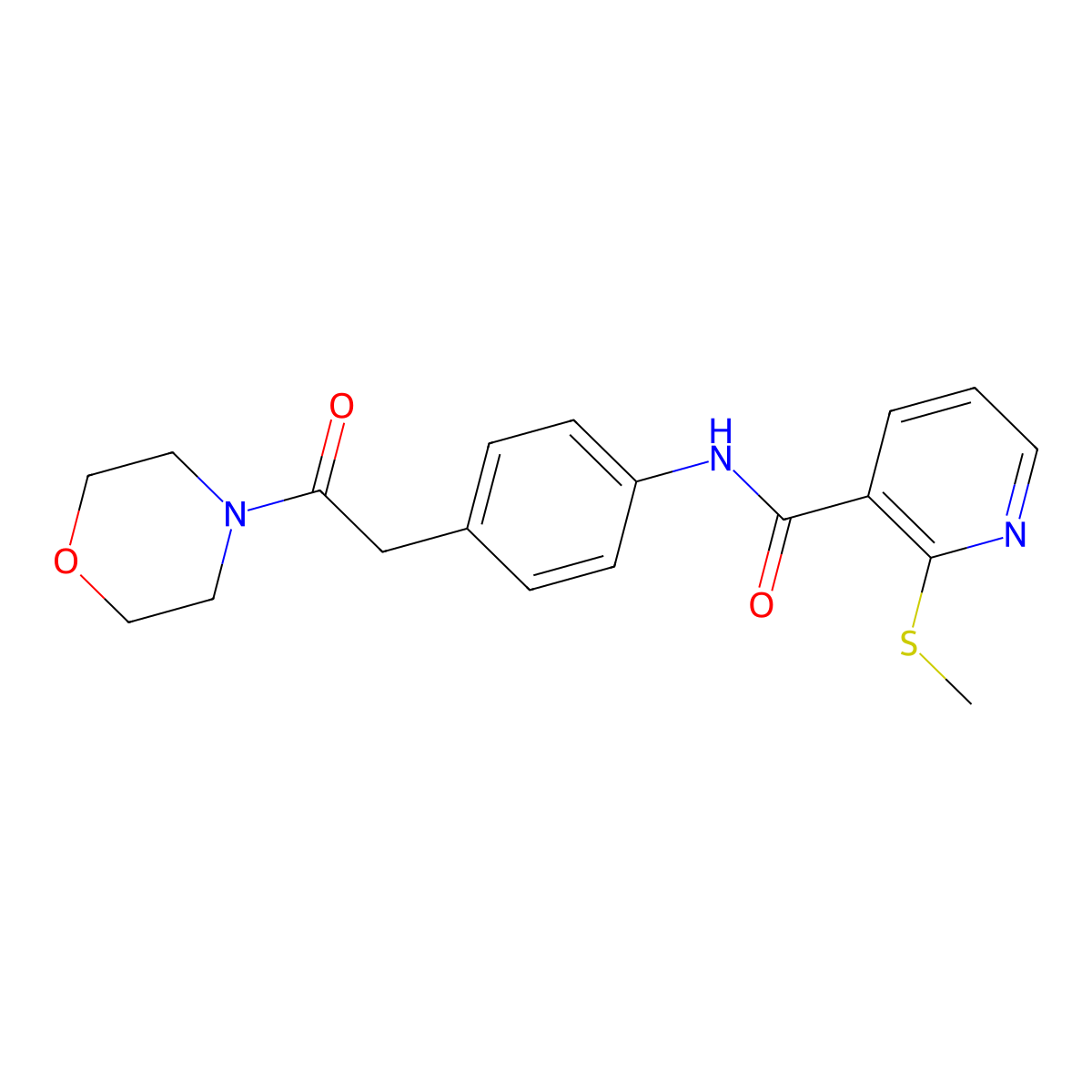 2-(methylsulfanyl)-N-{4-[2-(morpholin-4-yl)-2-oxoethyl]phenyl}pyridine-3-carboxamide molecular structure, CAS 1060328-93-9
