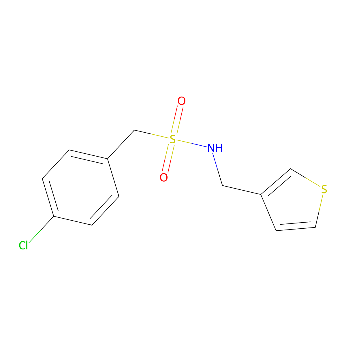 1-(4-chlorophenyl)-N-(thiophen-3-ylmethyl)methanesulfonamide molecular structure, CAS 1060329-26-1
