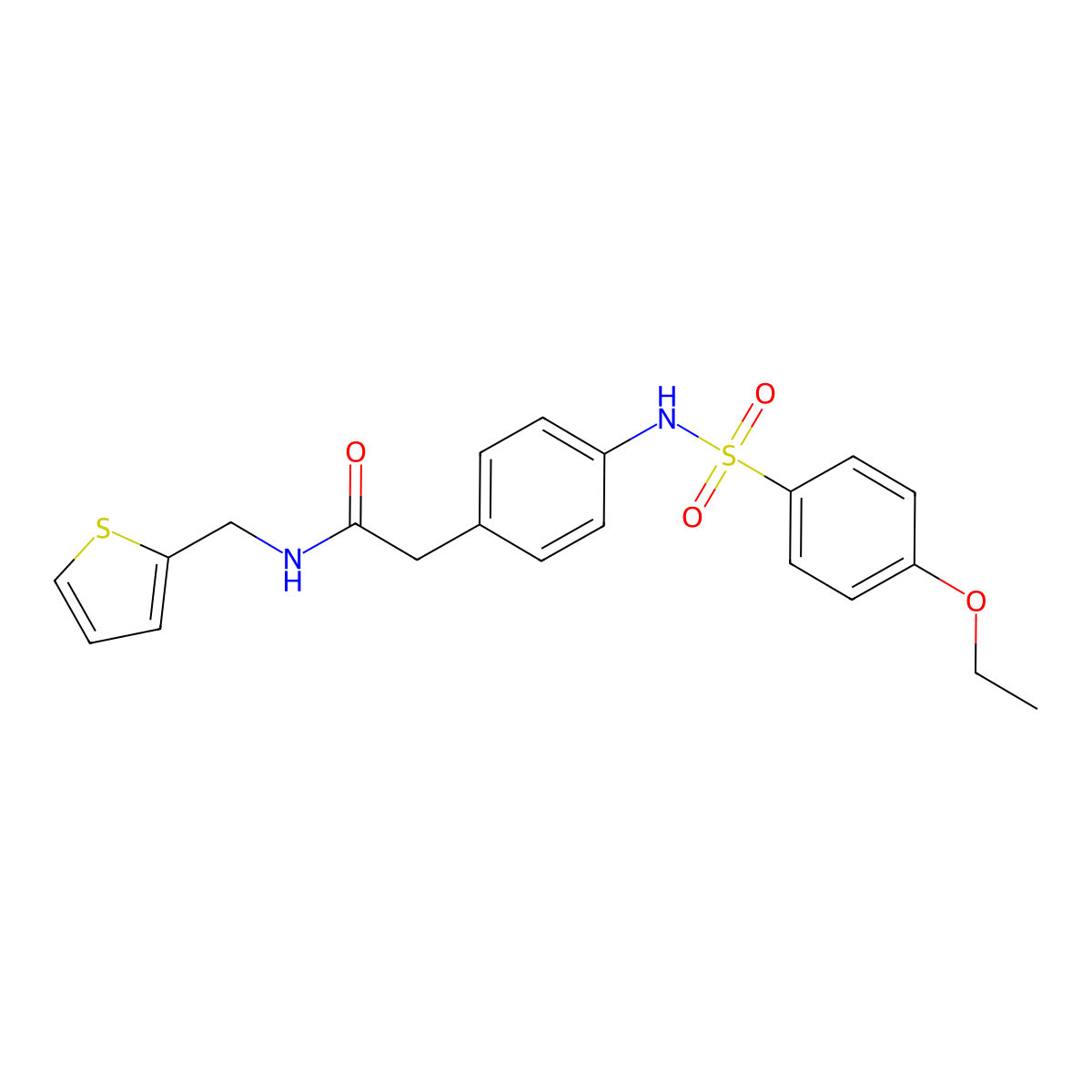 2-[4-(4-ethoxybenzenesulfonamido)phenyl]-N-[(thiophen-2-yl)methyl]acetamide molecular structure, CAS 1060329-42-1