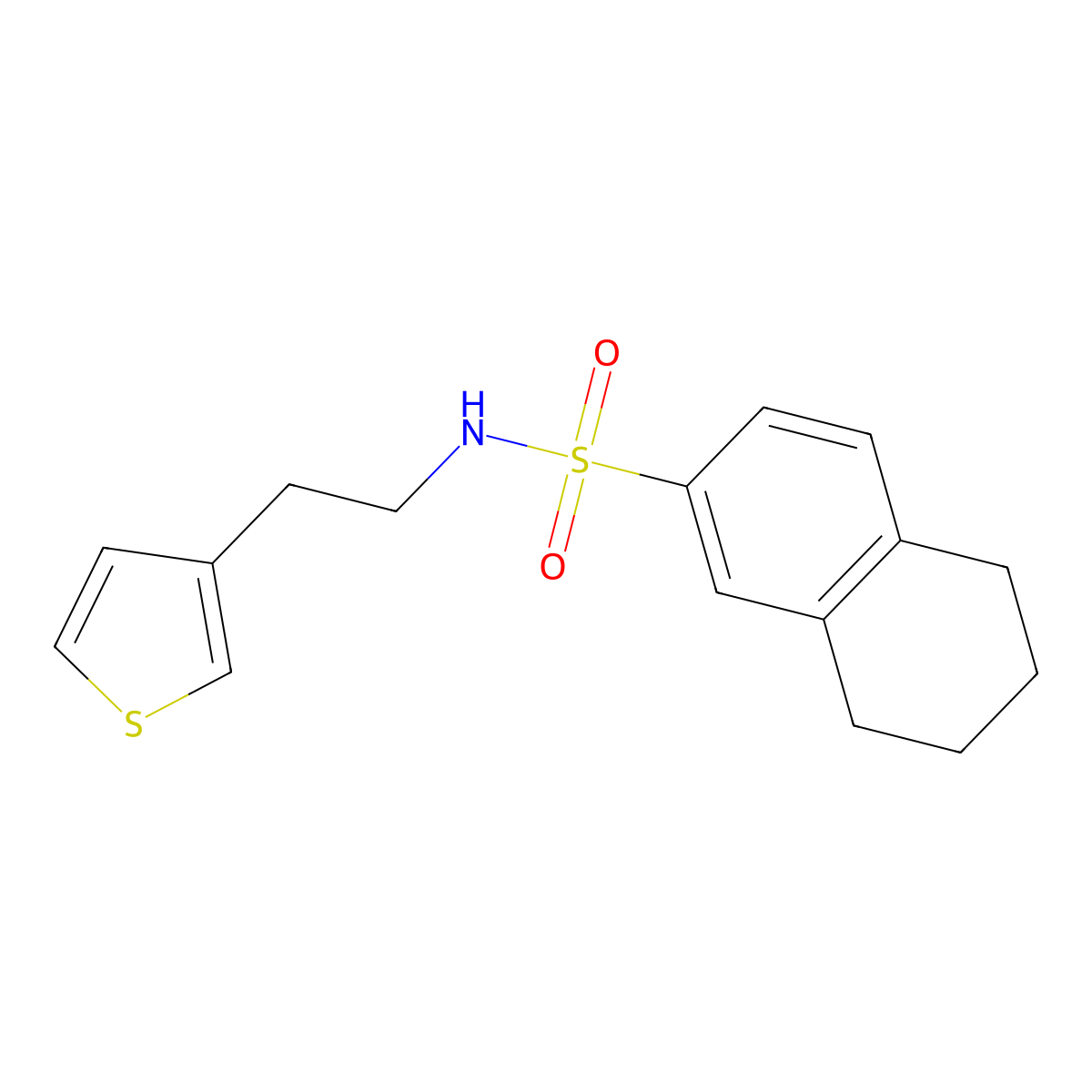 N-[2-(thiophen-3-yl)ethyl]-5,6,7,8-tetrahydronaphthalene-2-sulfonamide molecular structure, CAS 1060329-96-5