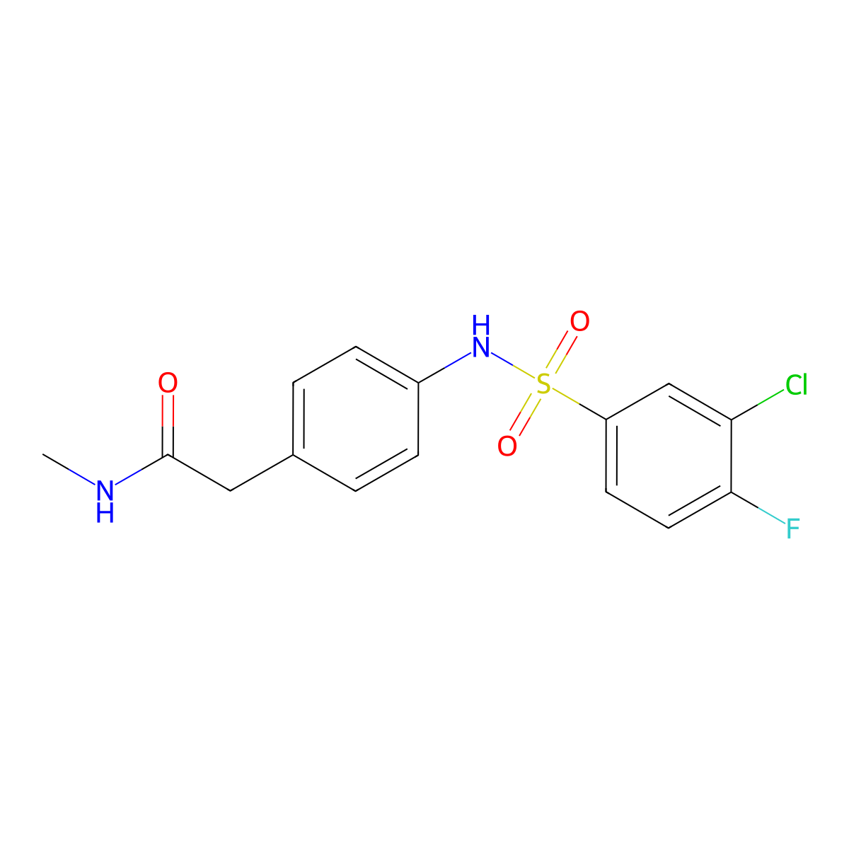 2-[4-(3-chloro-4-fluorobenzenesulfonamido)phenyl]-N-methylacetamide molecular structure, CAS 1060330-86-0
