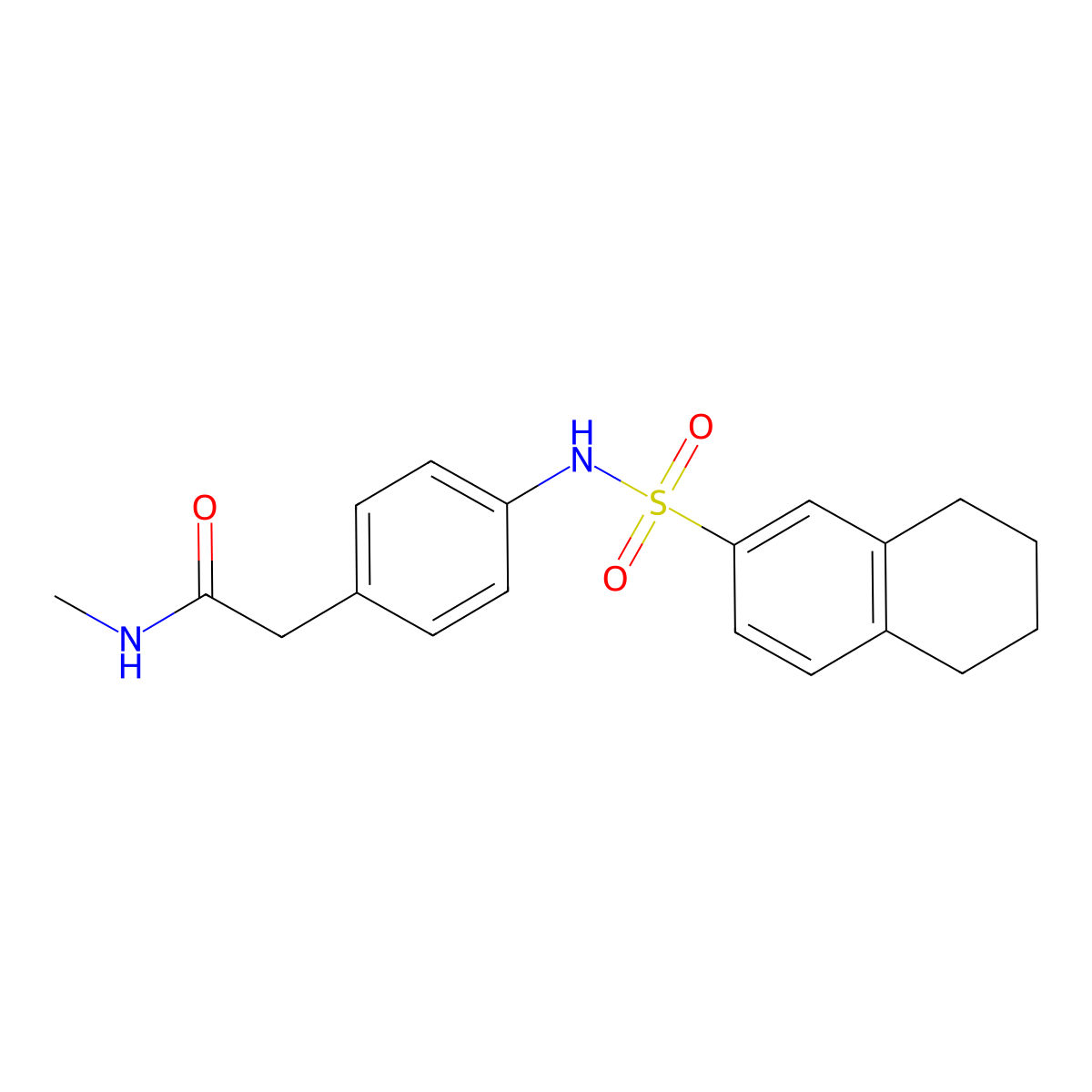 N-methyl-2-[4-(5,6,7,8-tetrahydronaphthalene-2-sulfonamido)phenyl]acetamide molecular structure, CAS 1060331-26-1