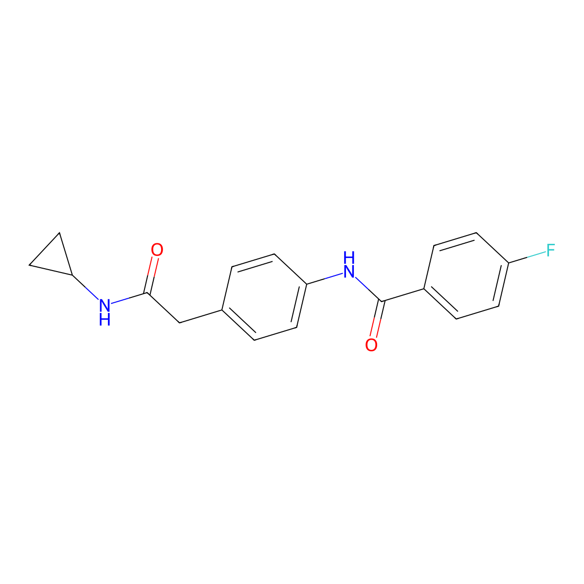 N-{4-[(cyclopropylcarbamoyl)methyl]phenyl}-4-fluorobenzamide molecular structure, CAS 1060331-37-4