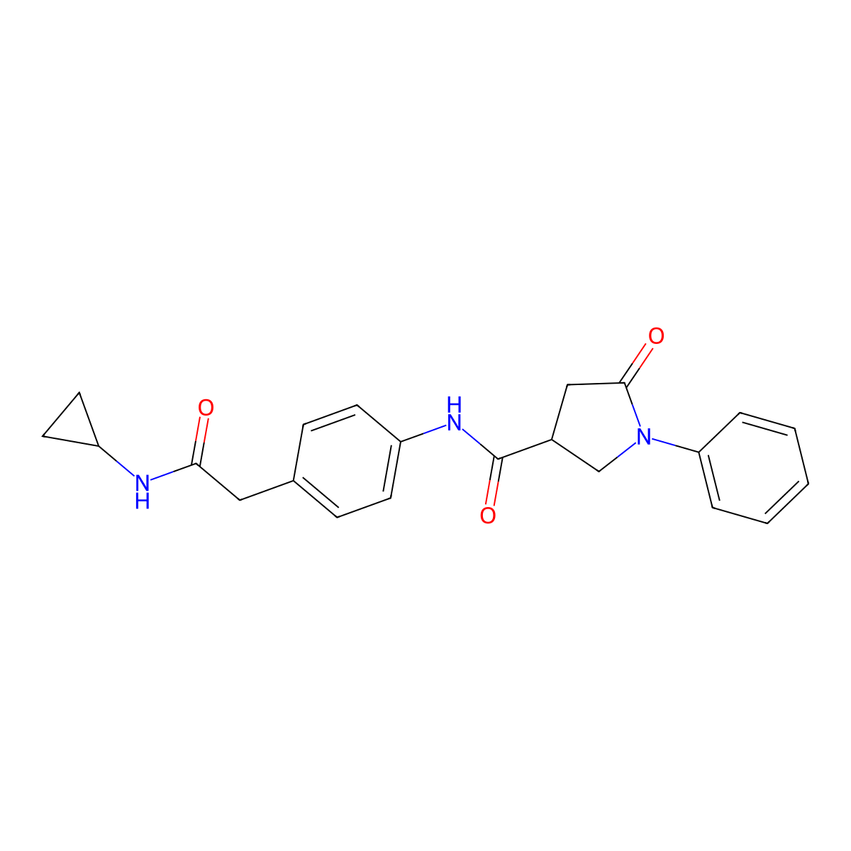N-(4-(2-(cyclopropylamino)-2-oxoethyl)phenyl)-5-oxo-1-phenylpyrrolidine-3-carboxamide molecular structure, CAS 1060332-48-0