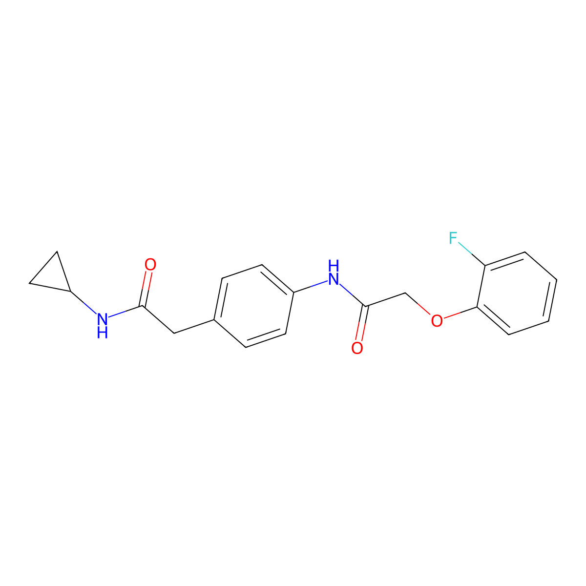 N-{4-[(cyclopropylcarbamoyl)methyl]phenyl}-2-(2-fluorophenoxy)acetamide molecular structure, CAS 1060332-55-9