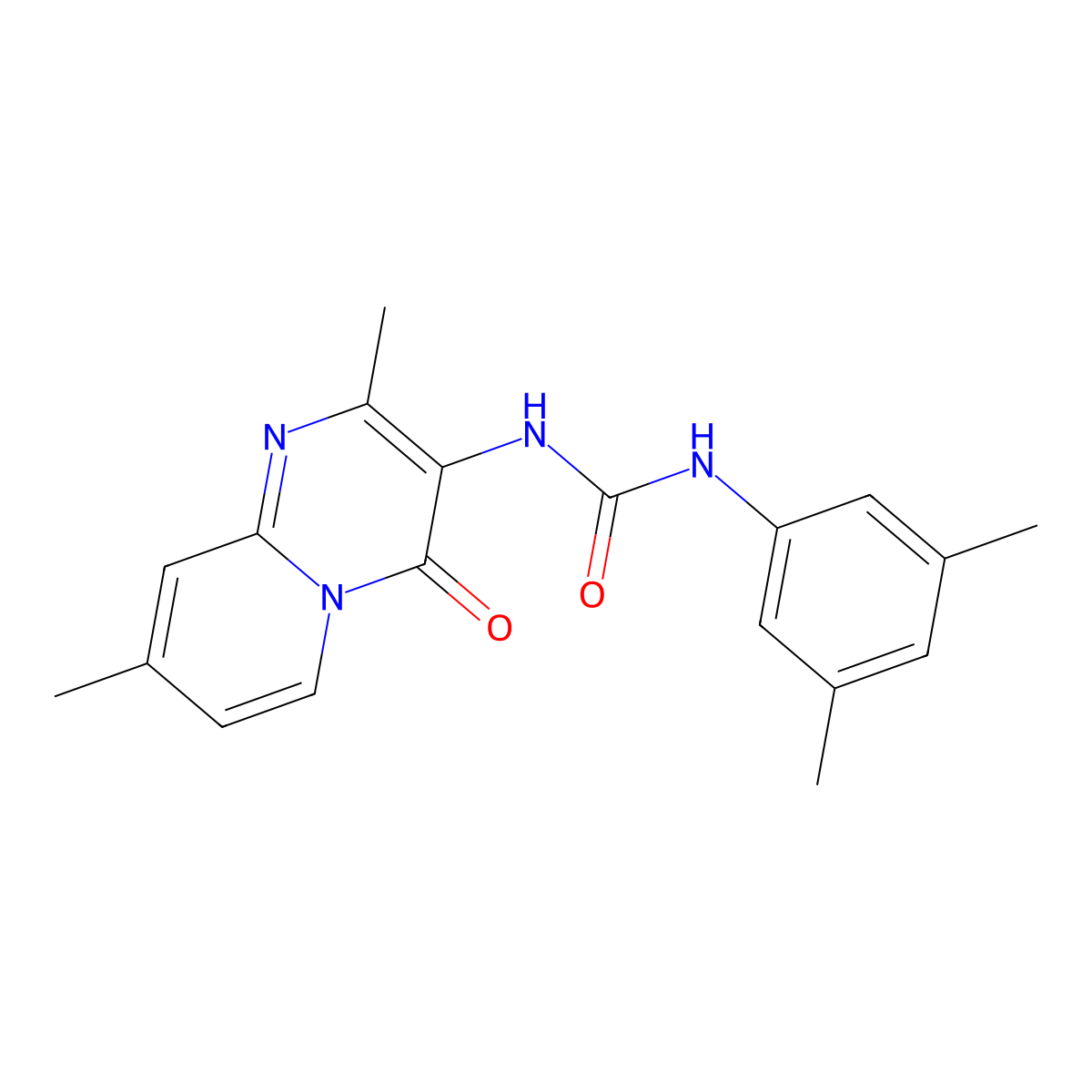 1-(2,8-dimethyl-4-oxo-4H-pyrido[1,2-a]pyrimidin-3-yl)-3-(3,5-dimethylphenyl)urea molecular structure, CAS 1060333-82-5