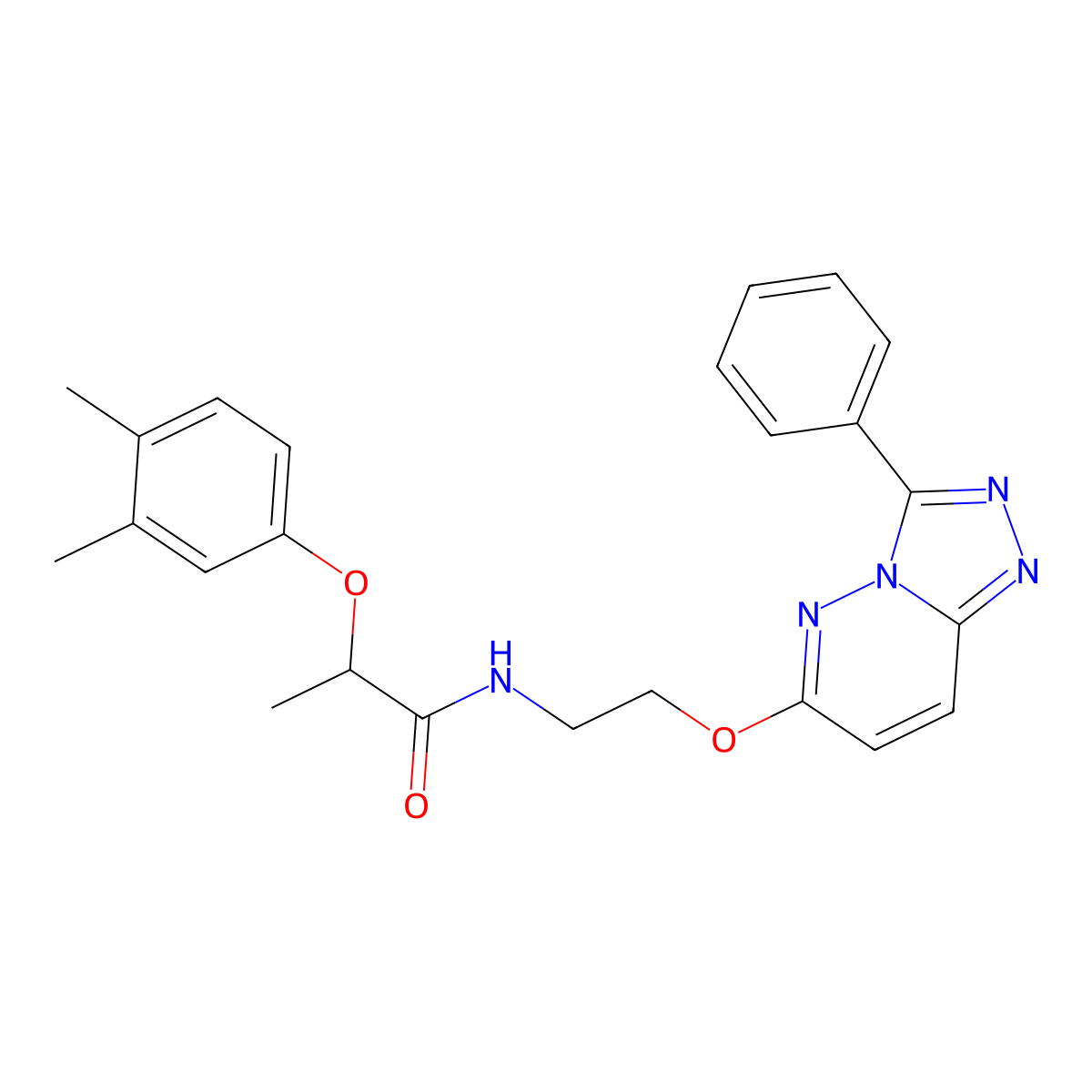 2-(3,4-dimethylphenoxy)-N-(2-((3-phenyl-[1,2,4]triazolo[4,3-b]pyridazin-6-yl)oxy)ethyl)propanamide molecular structure, CAS 1060334-85-1