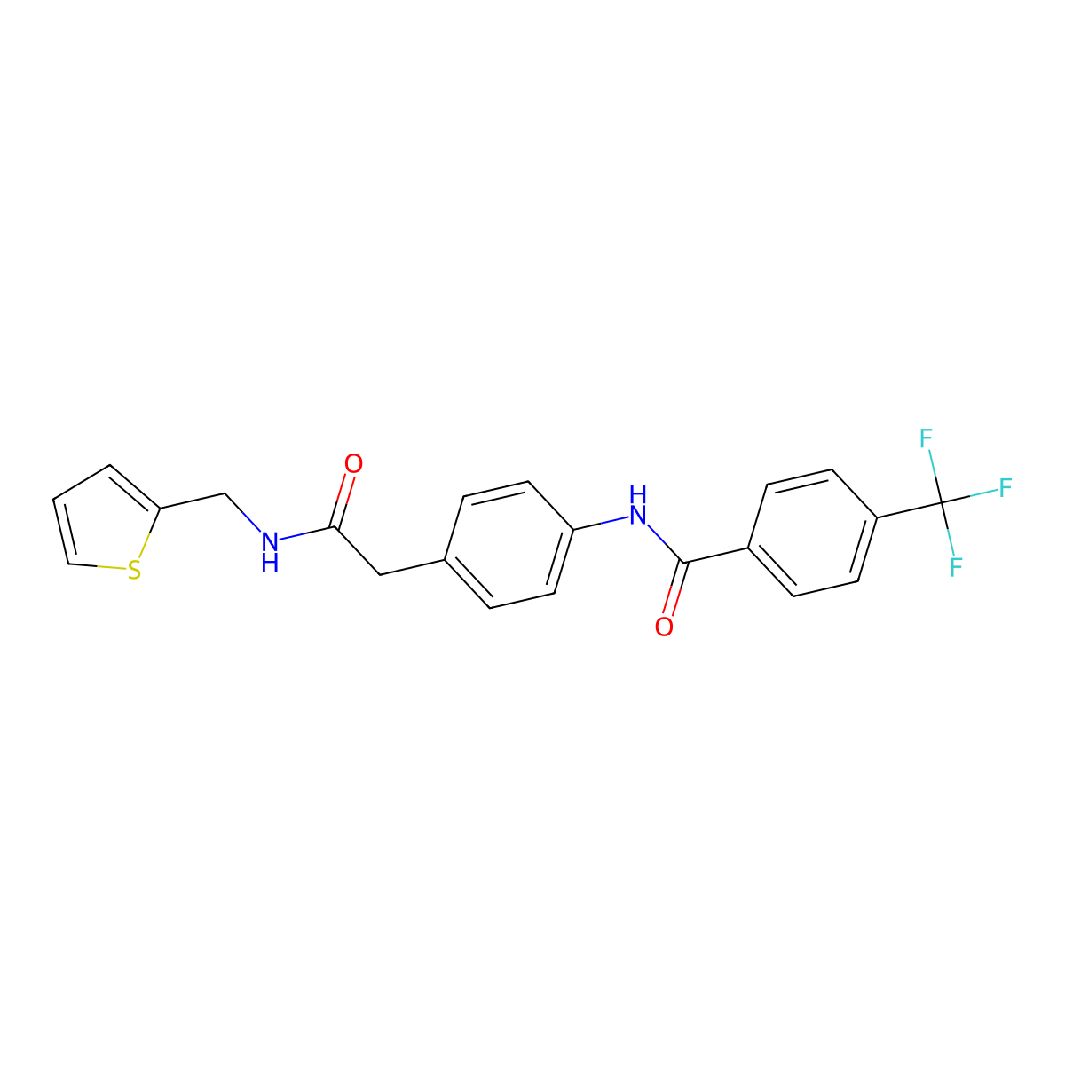 N-[4-({[(thiophen-2-yl)methyl]carbamoyl}methyl)phenyl]-4-(trifluoromethyl)benzamide molecular structure, CAS 1060337-07-6